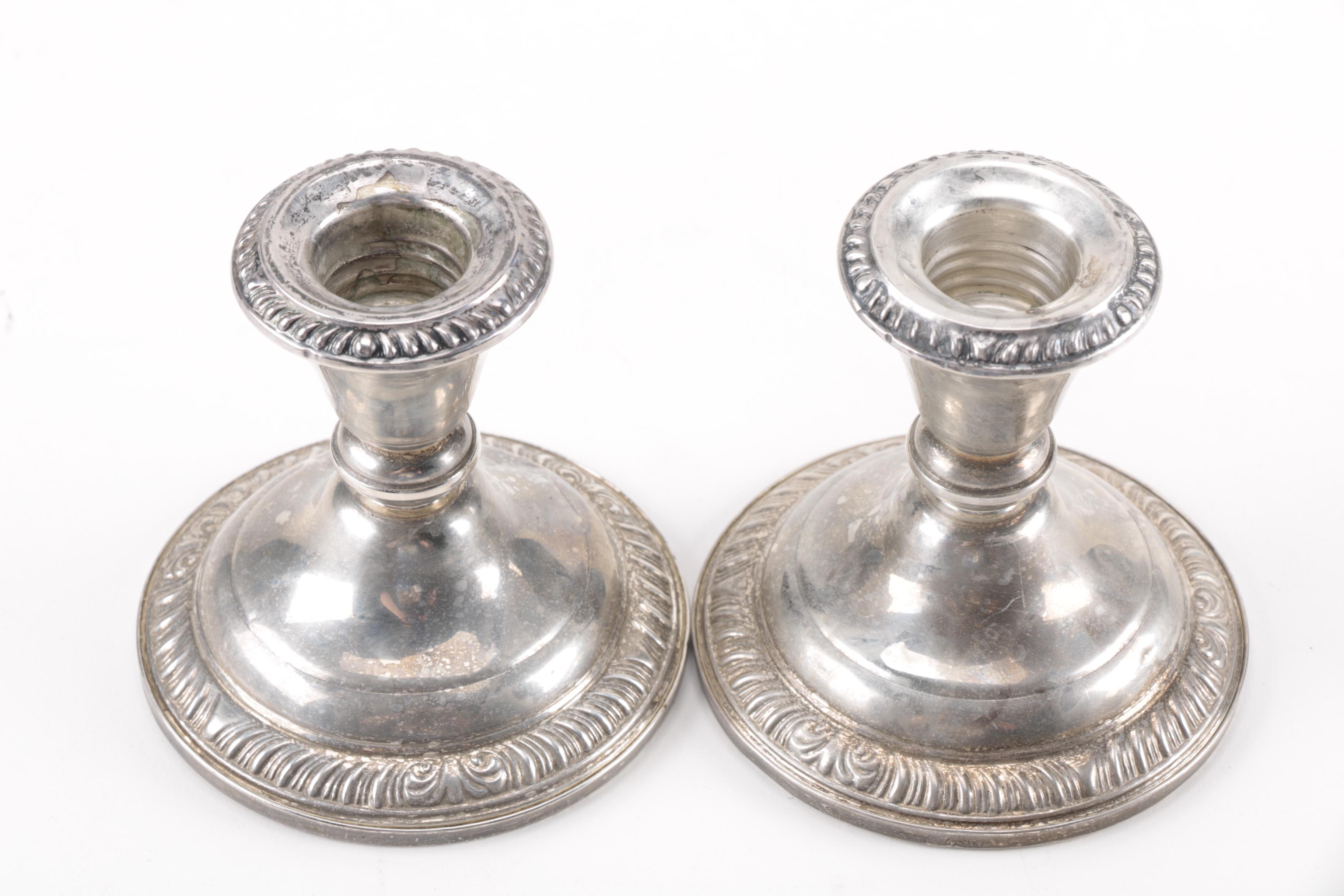 Frank Whiting and Crown Weighted Sterling Candle Holders and Compotes