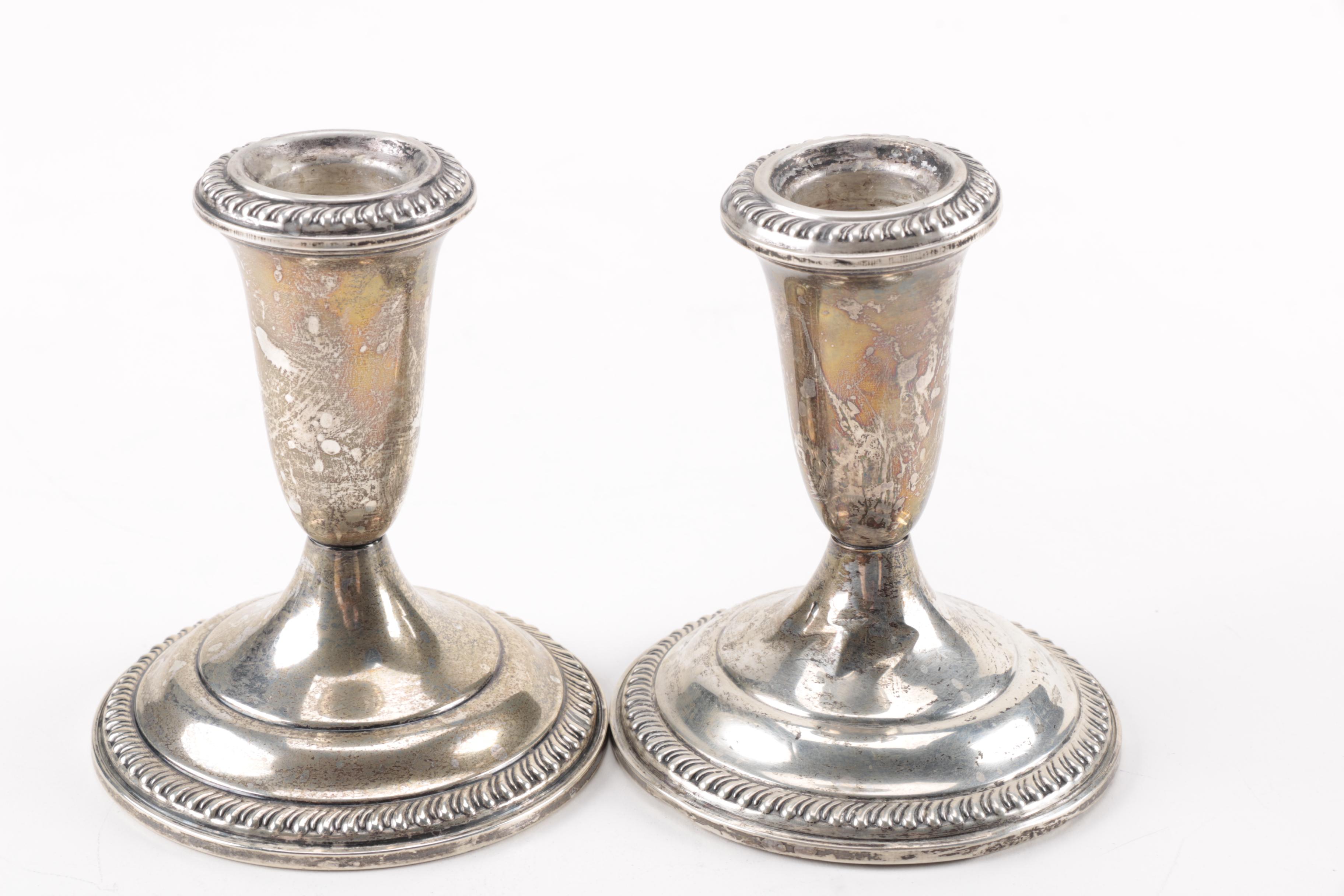 Frank Whiting and Crown Weighted Sterling Candle Holders and Compotes