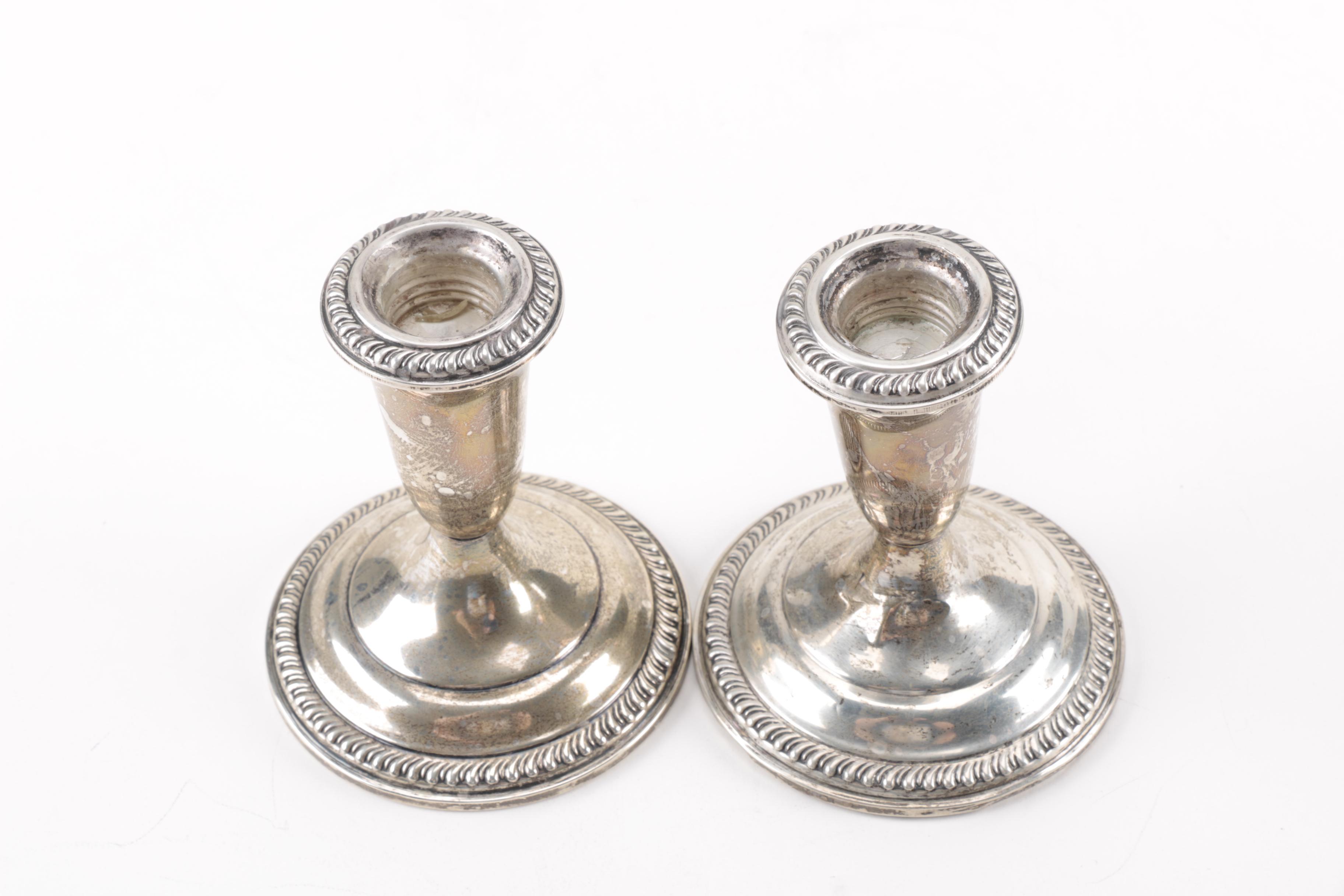 Frank Whiting and Crown Weighted Sterling Candle Holders and Compotes