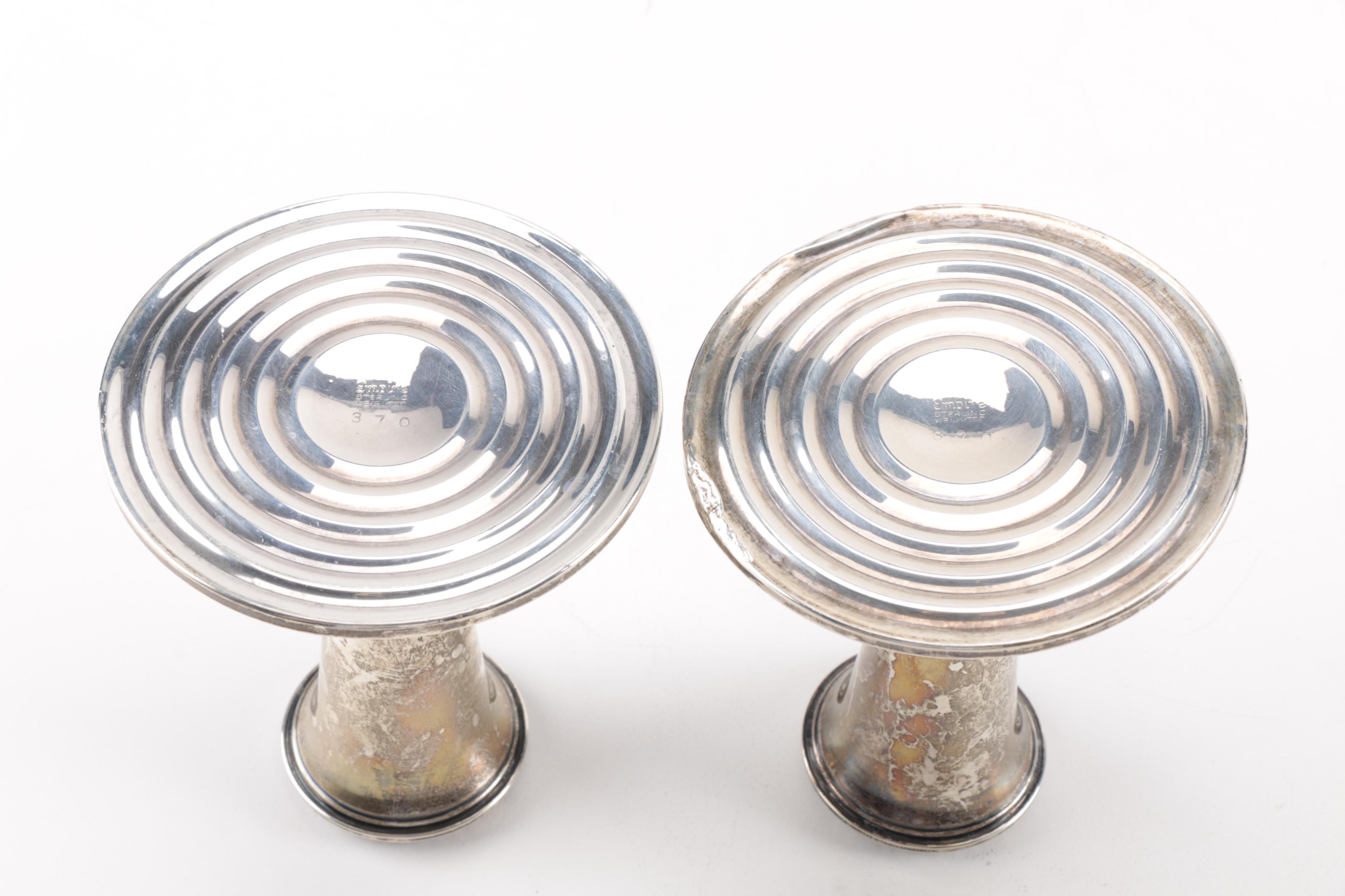 Frank Whiting and Crown Weighted Sterling Candle Holders and Compotes