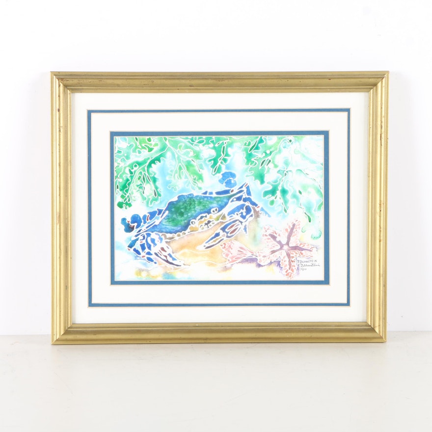 Limited Edition Giclee by Pat Bernstein of a Crab and Starfish
