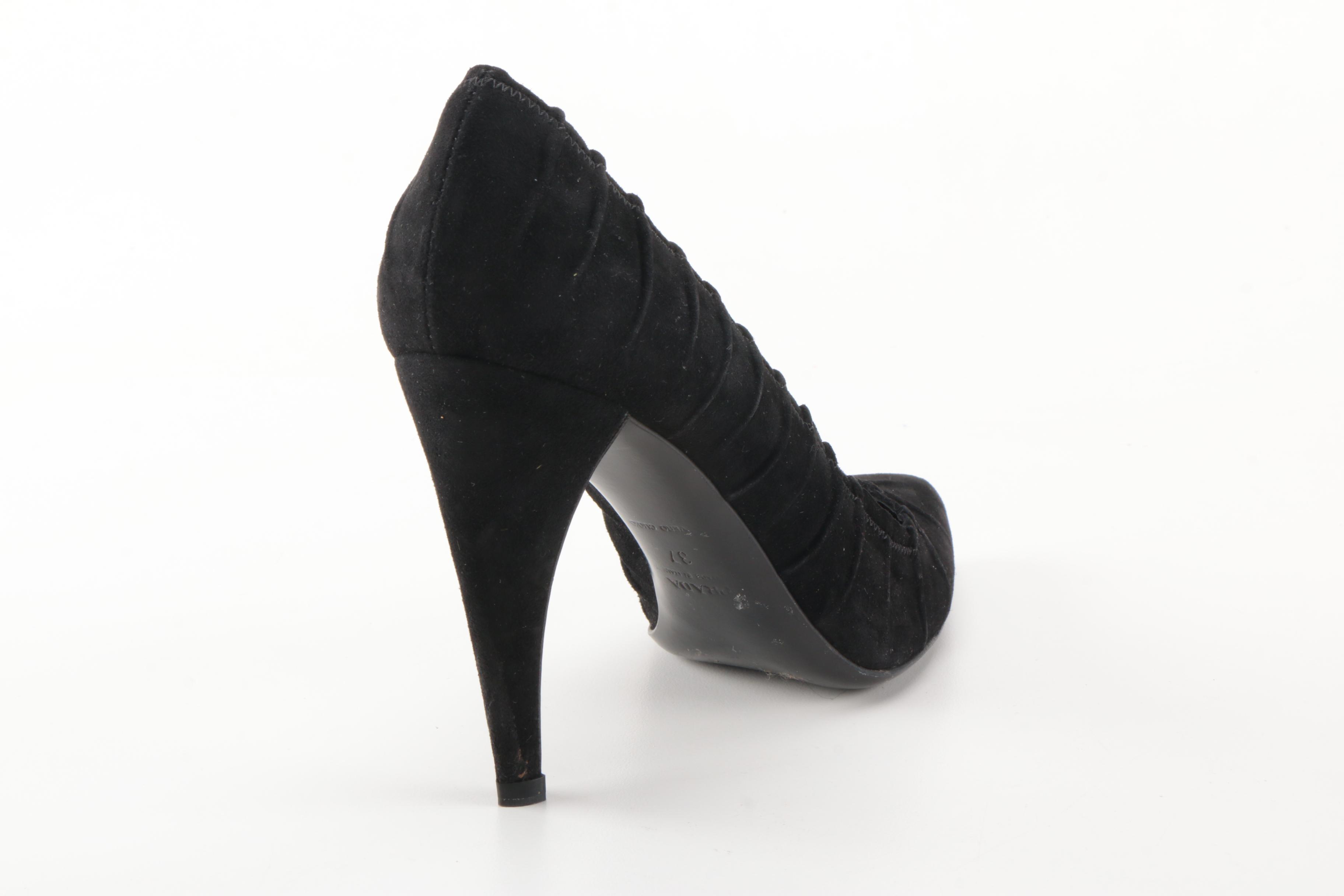 Prada Ruched Suede Pumps