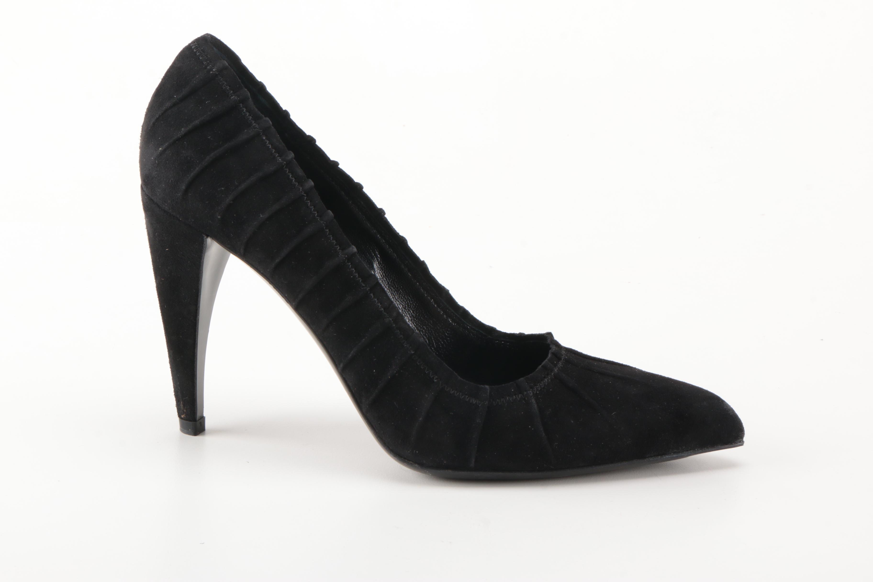 Prada Ruched Suede Pumps