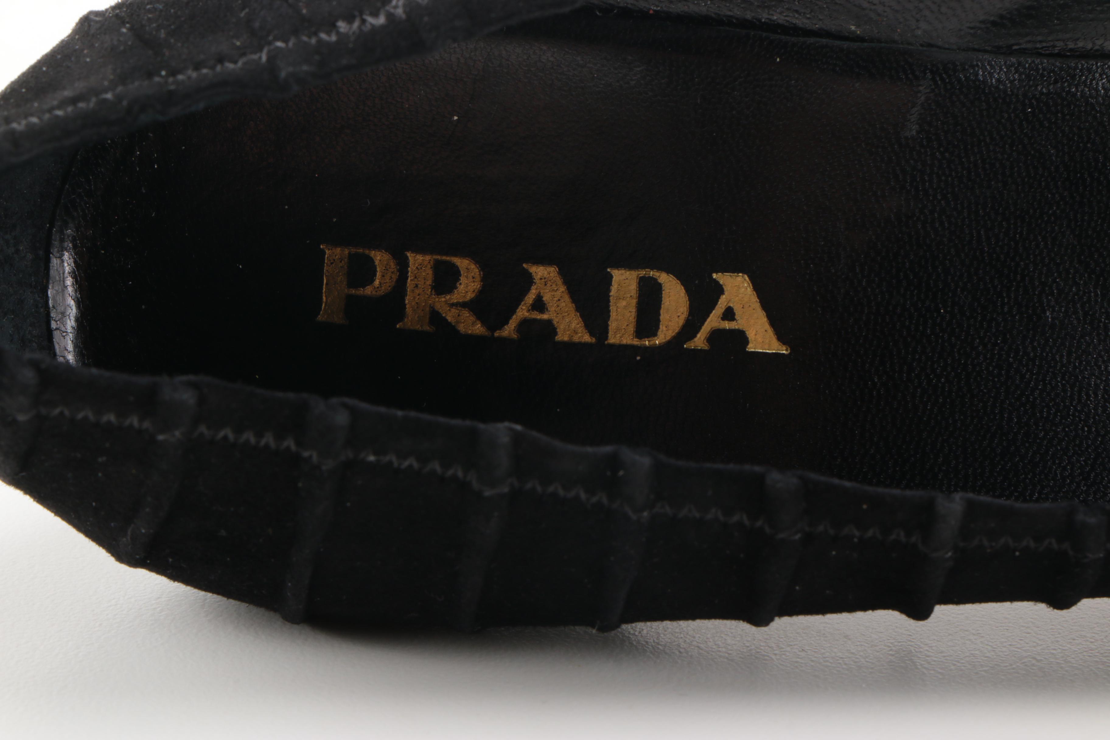 Prada Ruched Suede Pumps