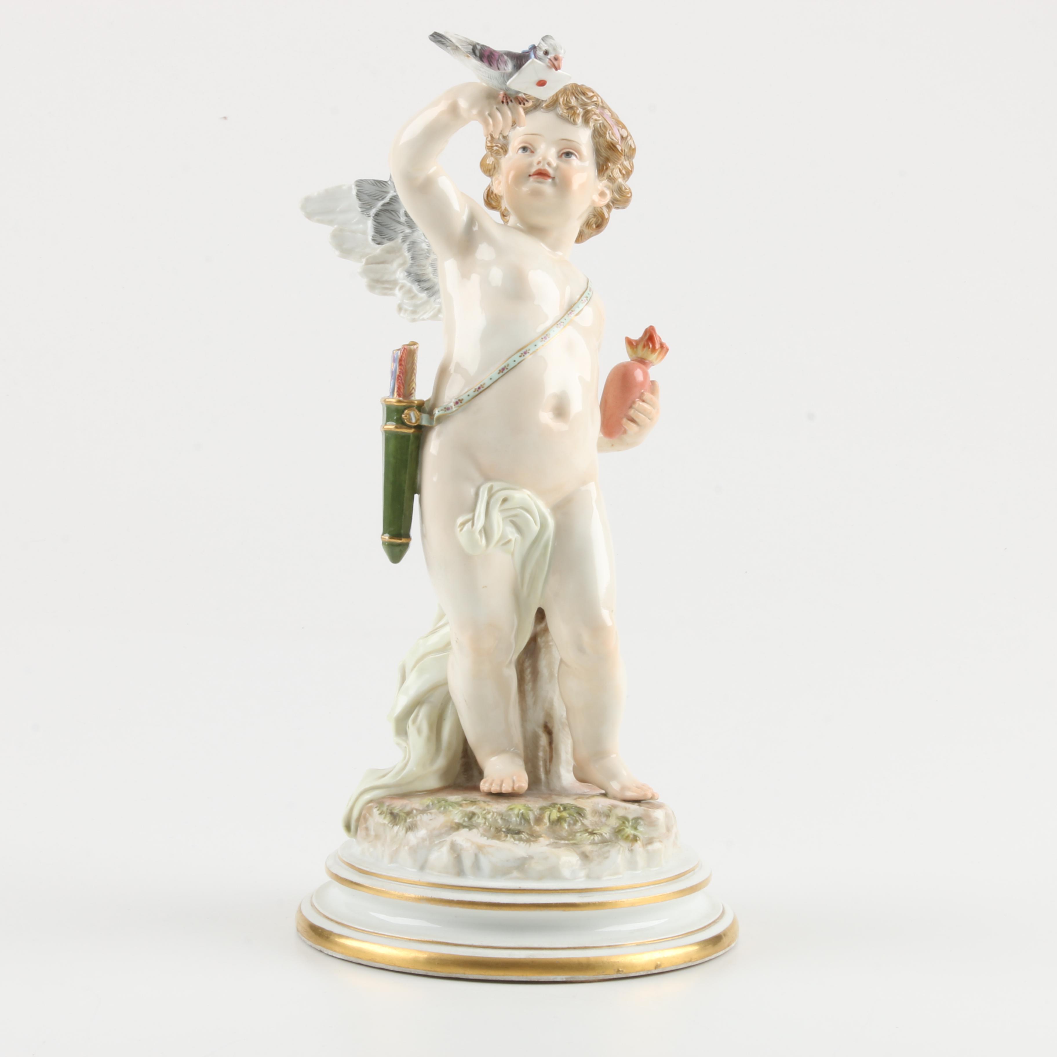 Late 19th-Century Meissen Porcelain Cupid Figurine