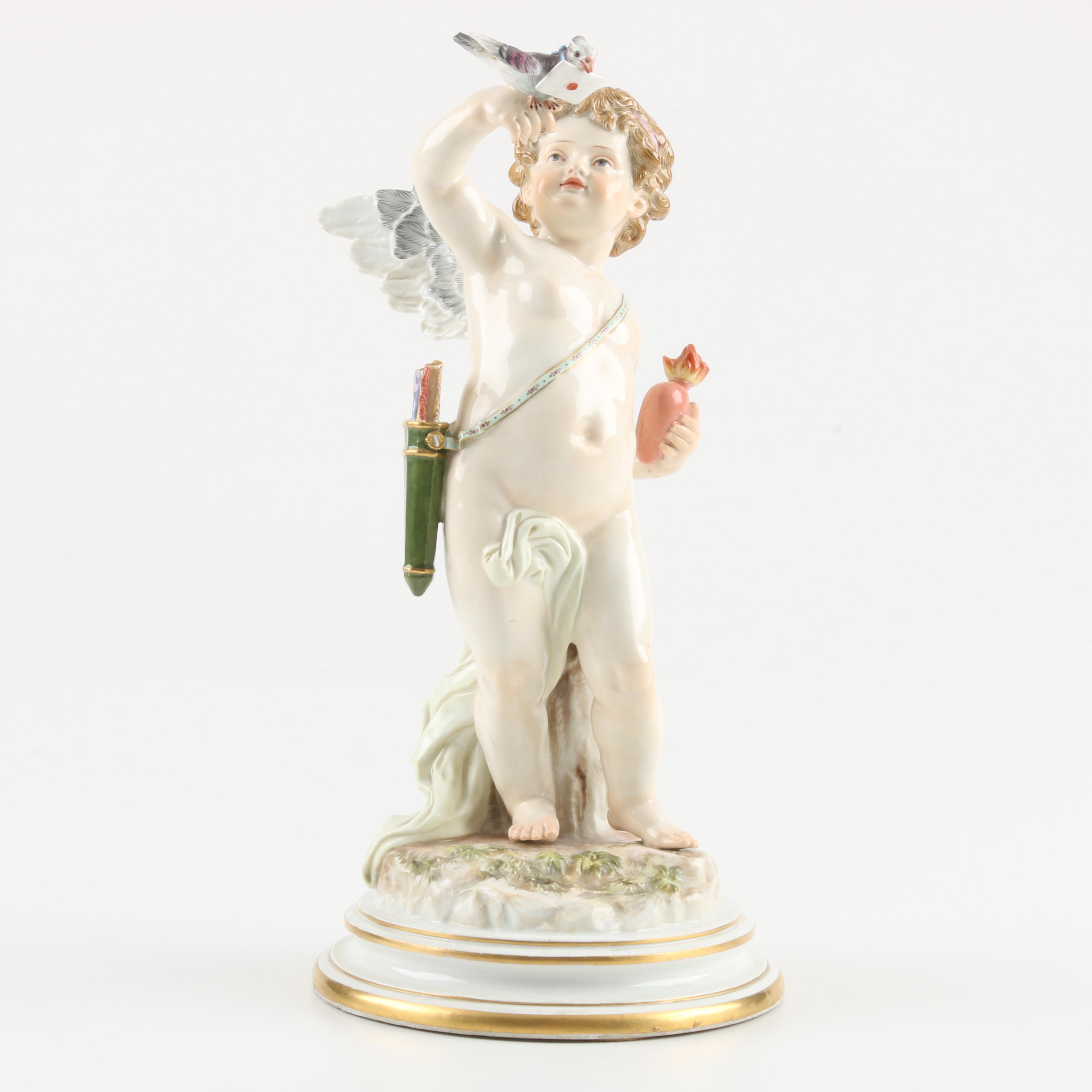 Late 19th-Century Meissen Porcelain Cupid Figurine