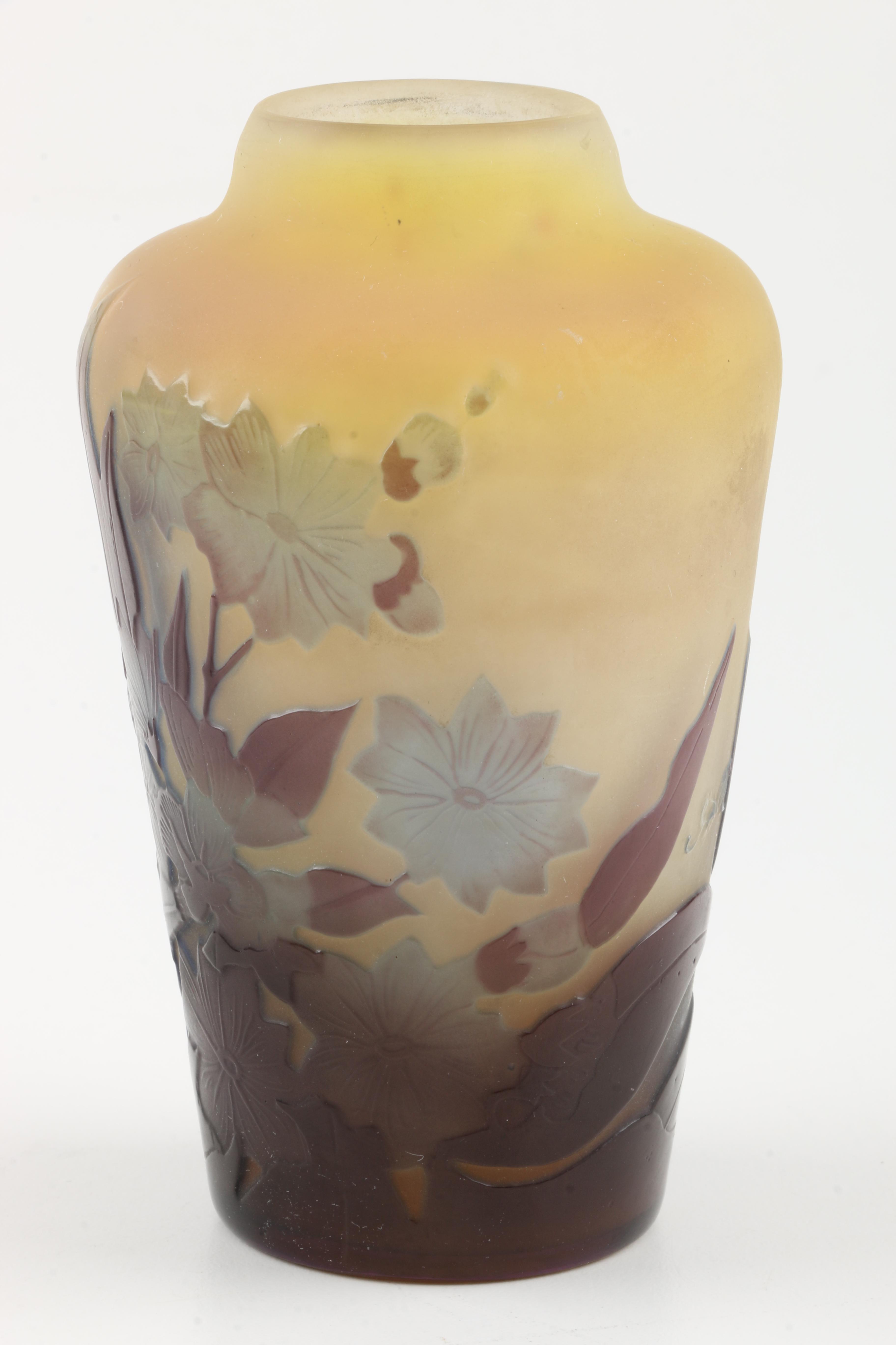 Circa 1900 Emile Gallé (French 1846-1904) Art Nouveau Cameo Vase