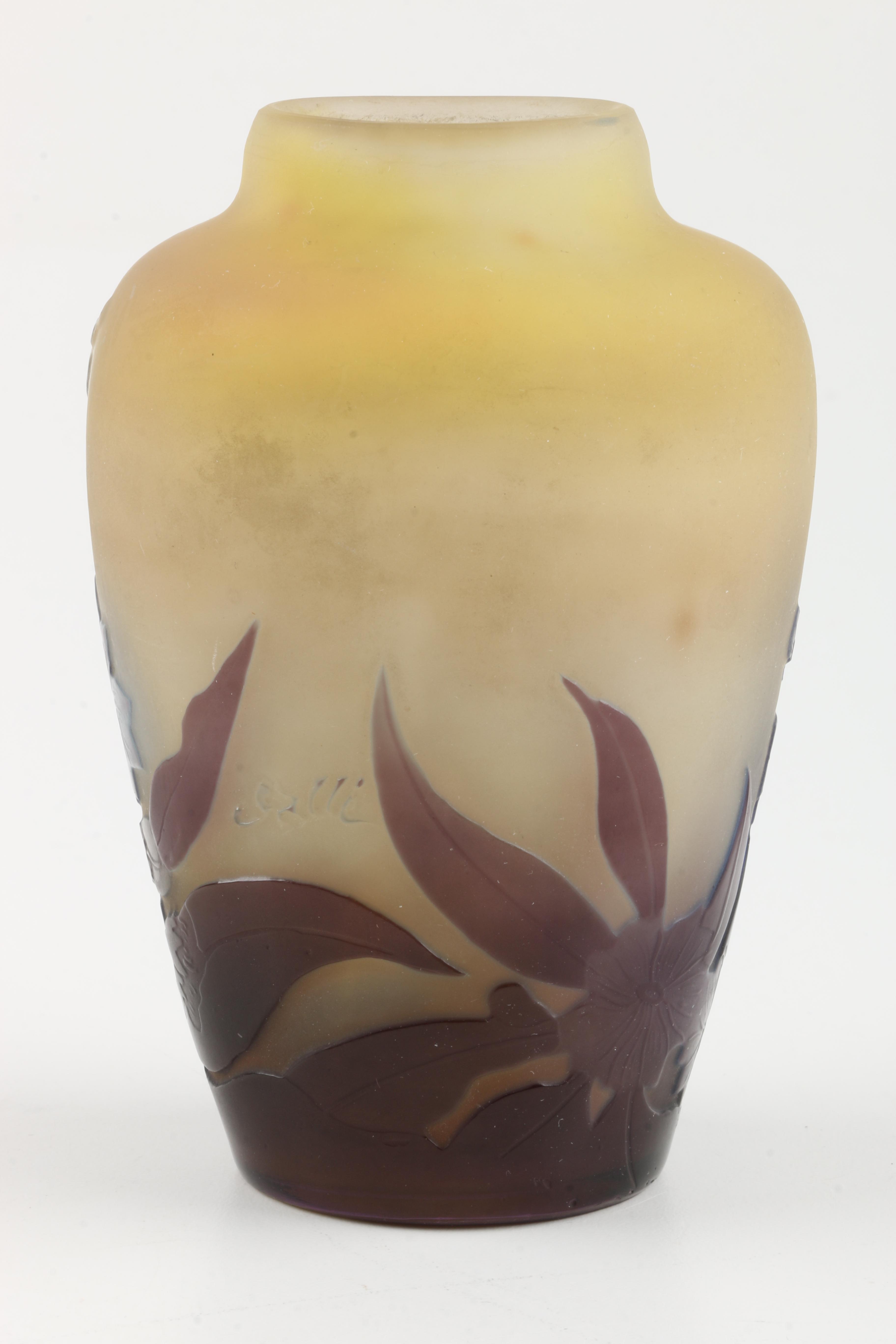 Circa 1900 Emile Gallé (French 1846-1904) Art Nouveau Cameo Vase