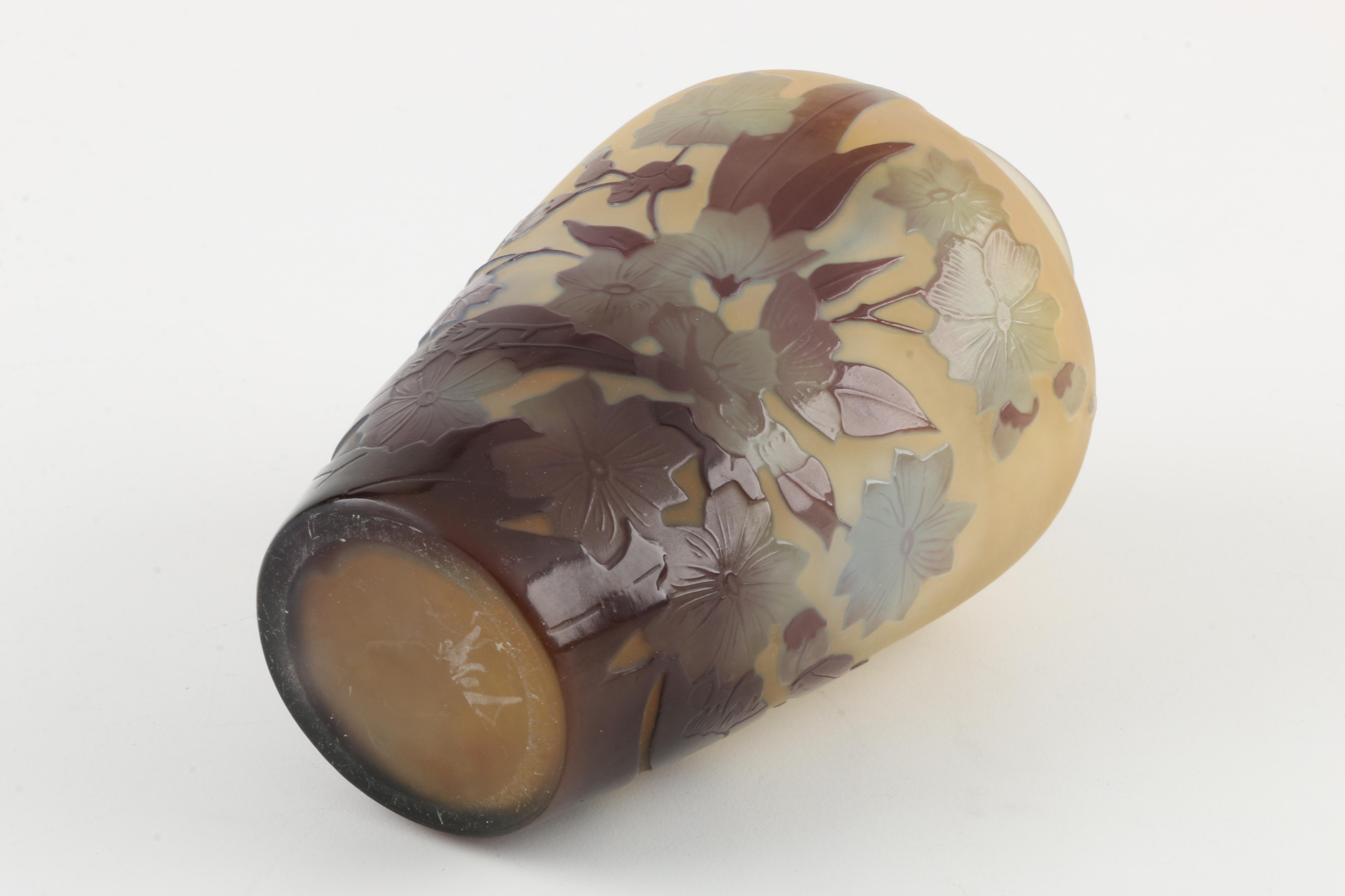 Circa 1900 Emile Gallé (French 1846-1904) Art Nouveau Cameo Vase