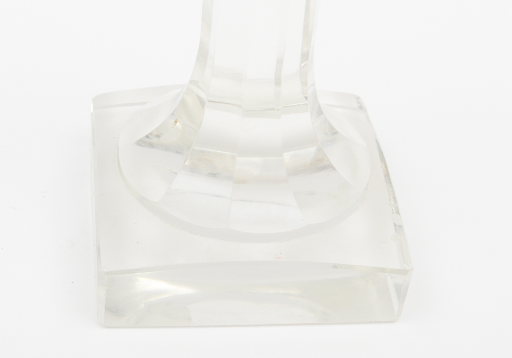 German Wilhelm Binder 800 Silver and Crystal Candlesticks