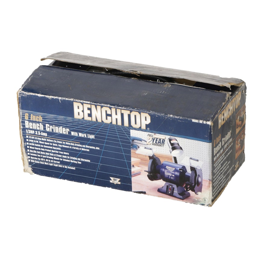 Benchtop 6" "Bench Grinder With Work Light"