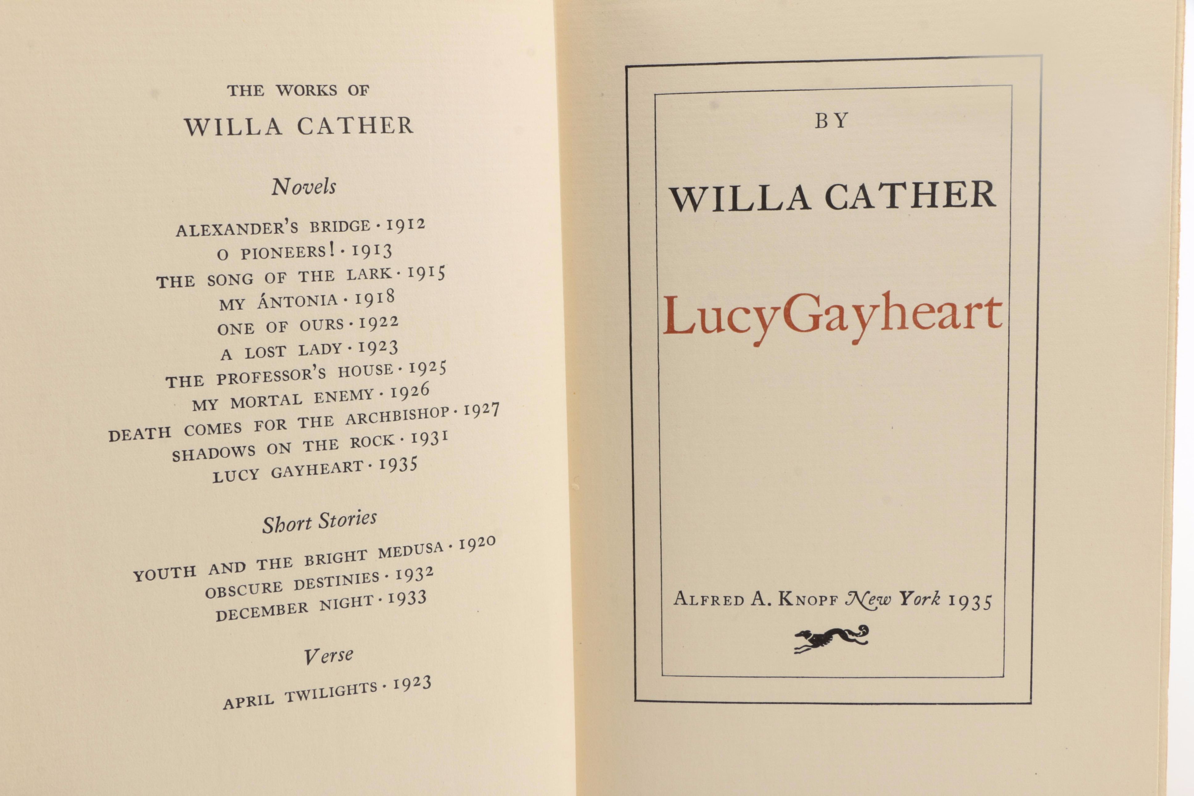 1935 First Trade Edition "Lucy Gayheart" by Willa Cather
