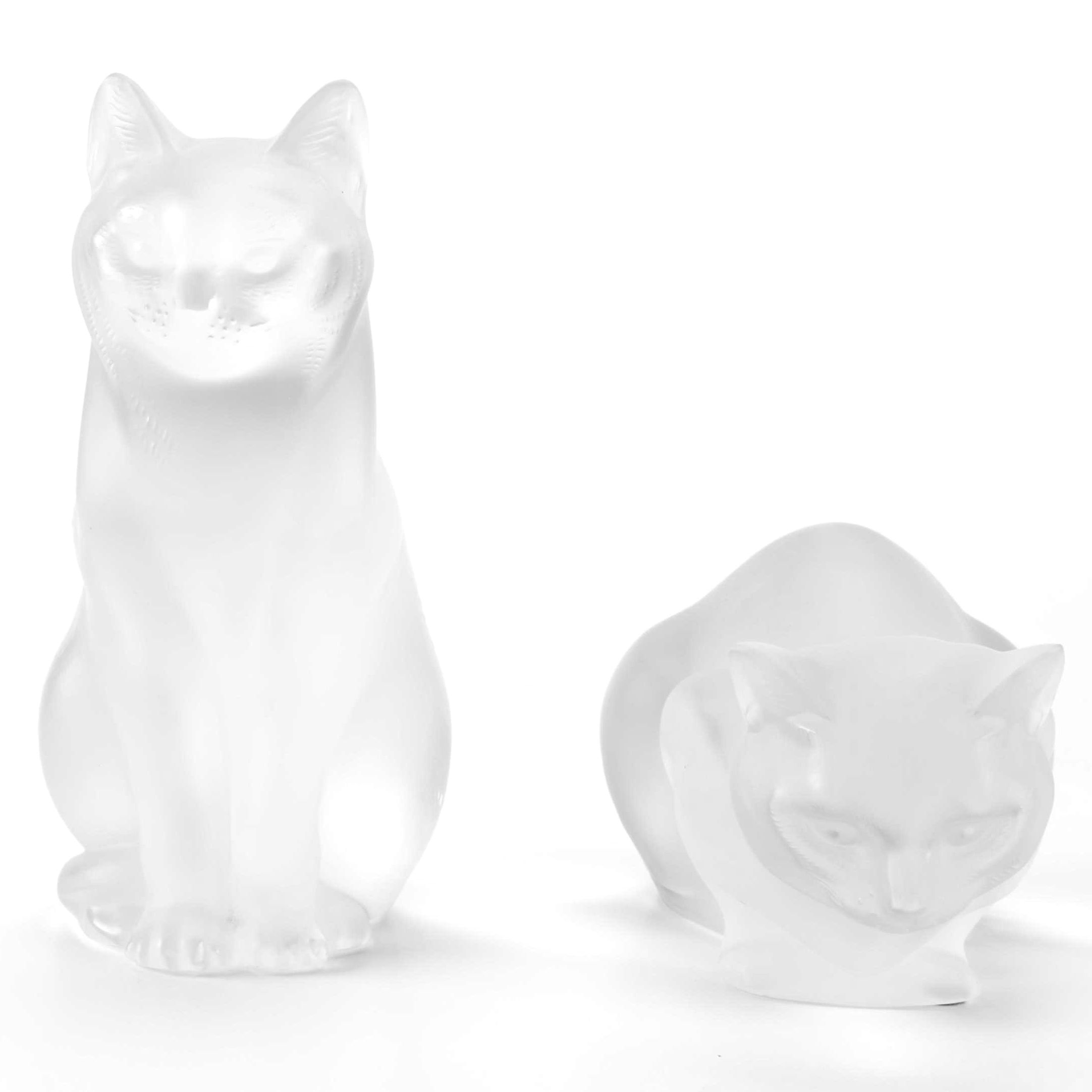 Pair of Frosted Glass Cat Figurines