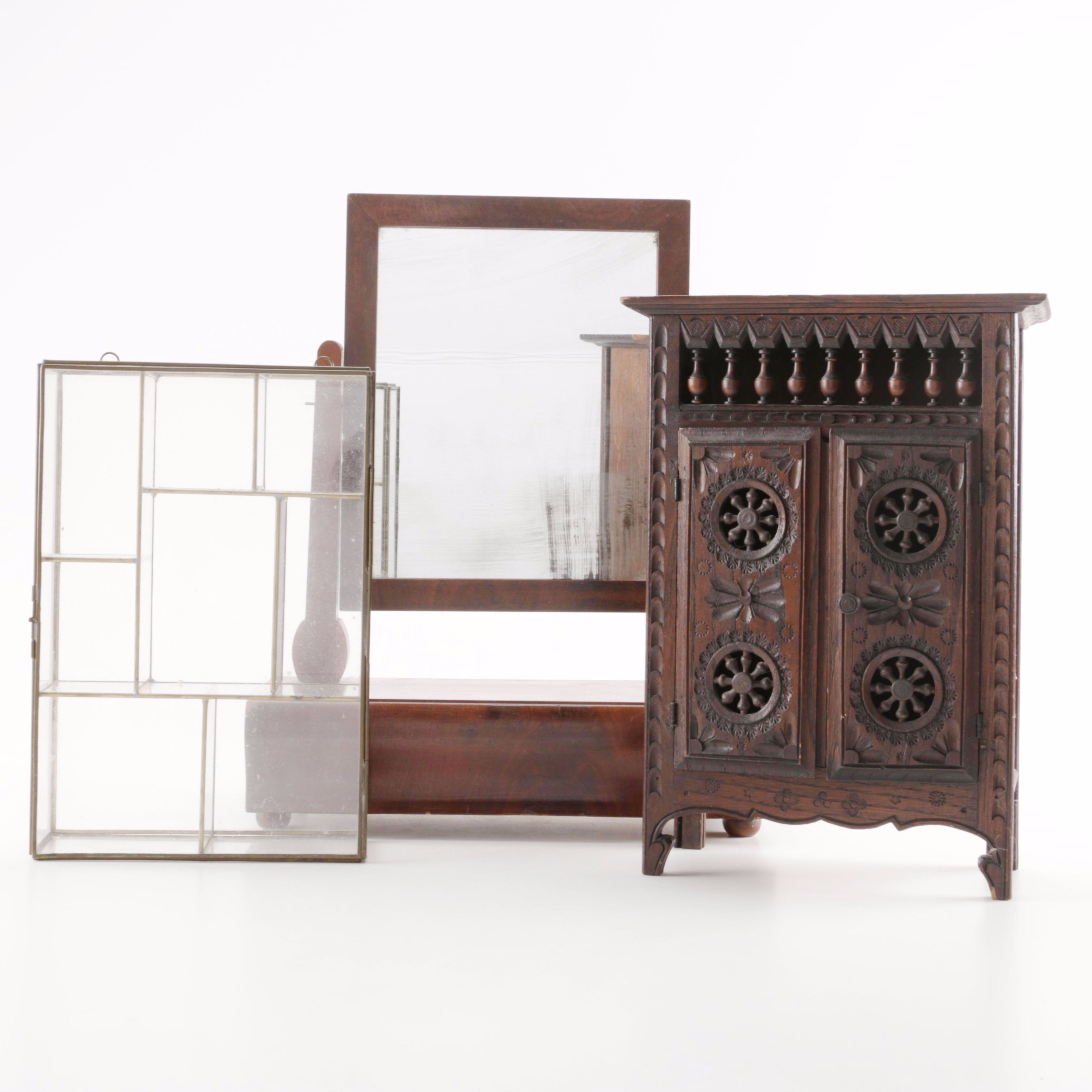 Vintage Mirror, Jewelry Box, and Display Case