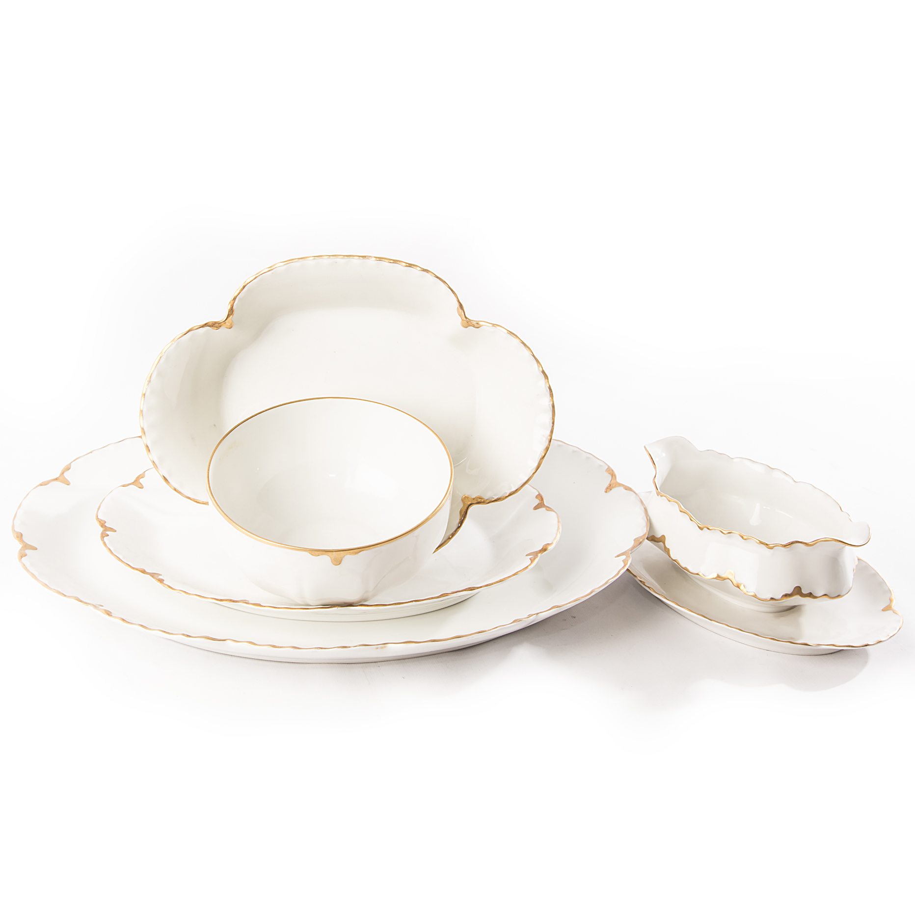 Haviland and Co. France Limoges Gold Trim "Ranson" Serving Pieces