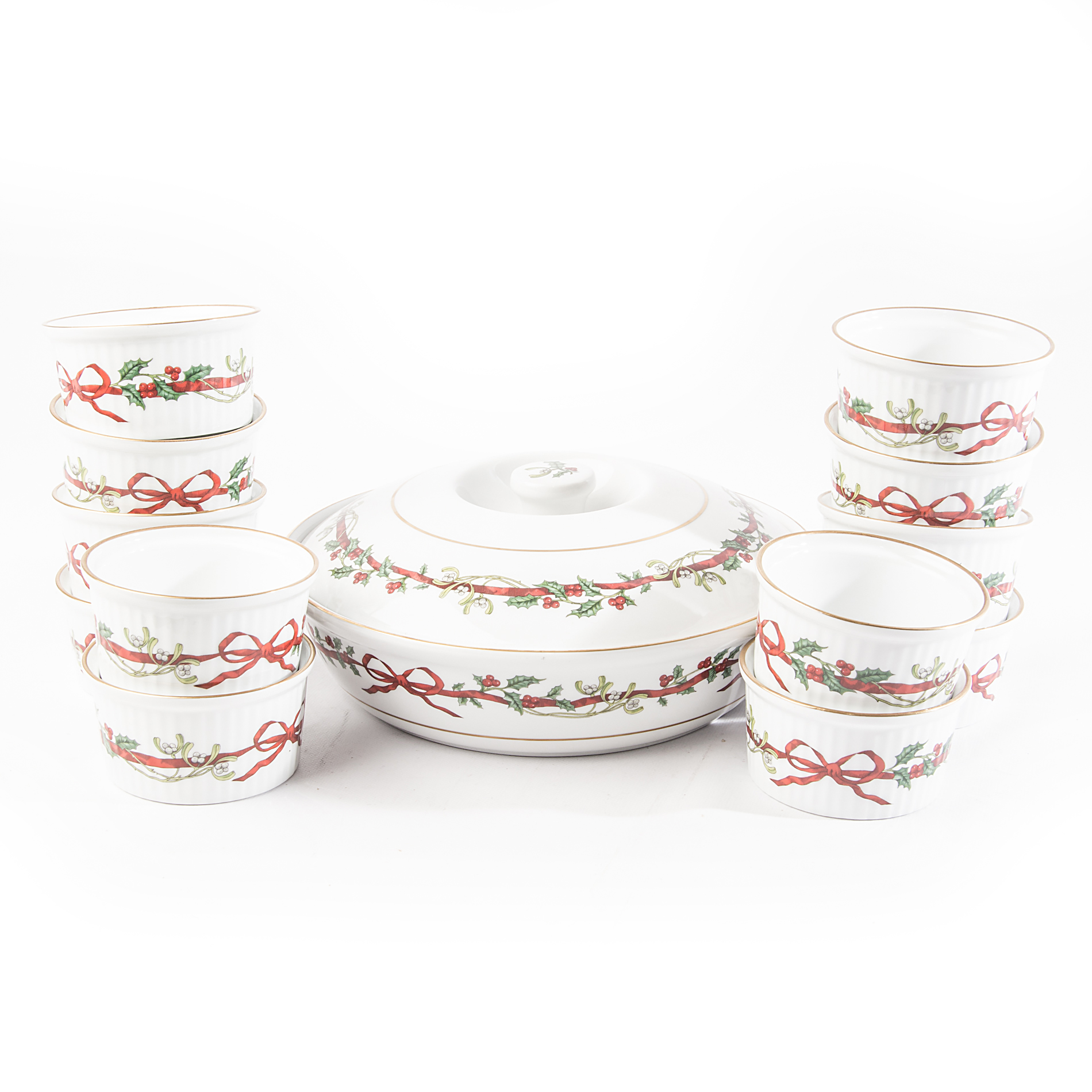 Royal Worcester "Holly Ribbons" Fine Porcelain Oven to Table Ware