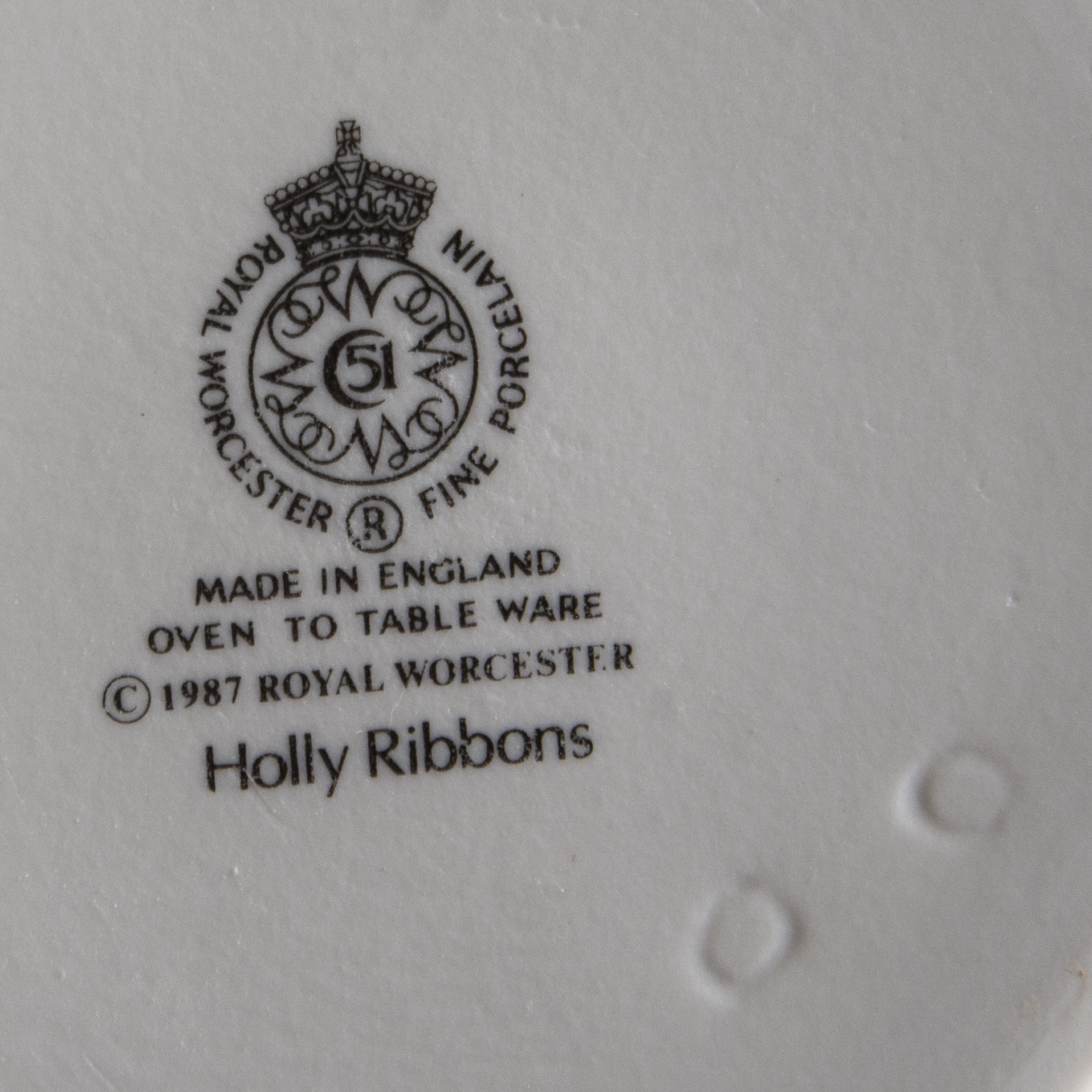 Royal Worcester "Holly Ribbons" Fine Porcelain Oven to Table Ware