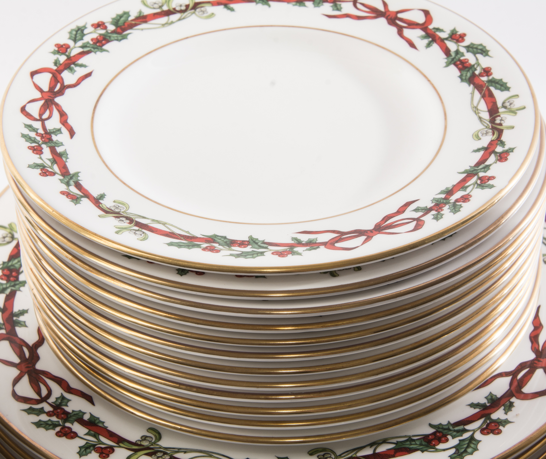 Royal Worcester "Holly Ribbons" Fine Bone China Six Piece Place Setting for Twelve