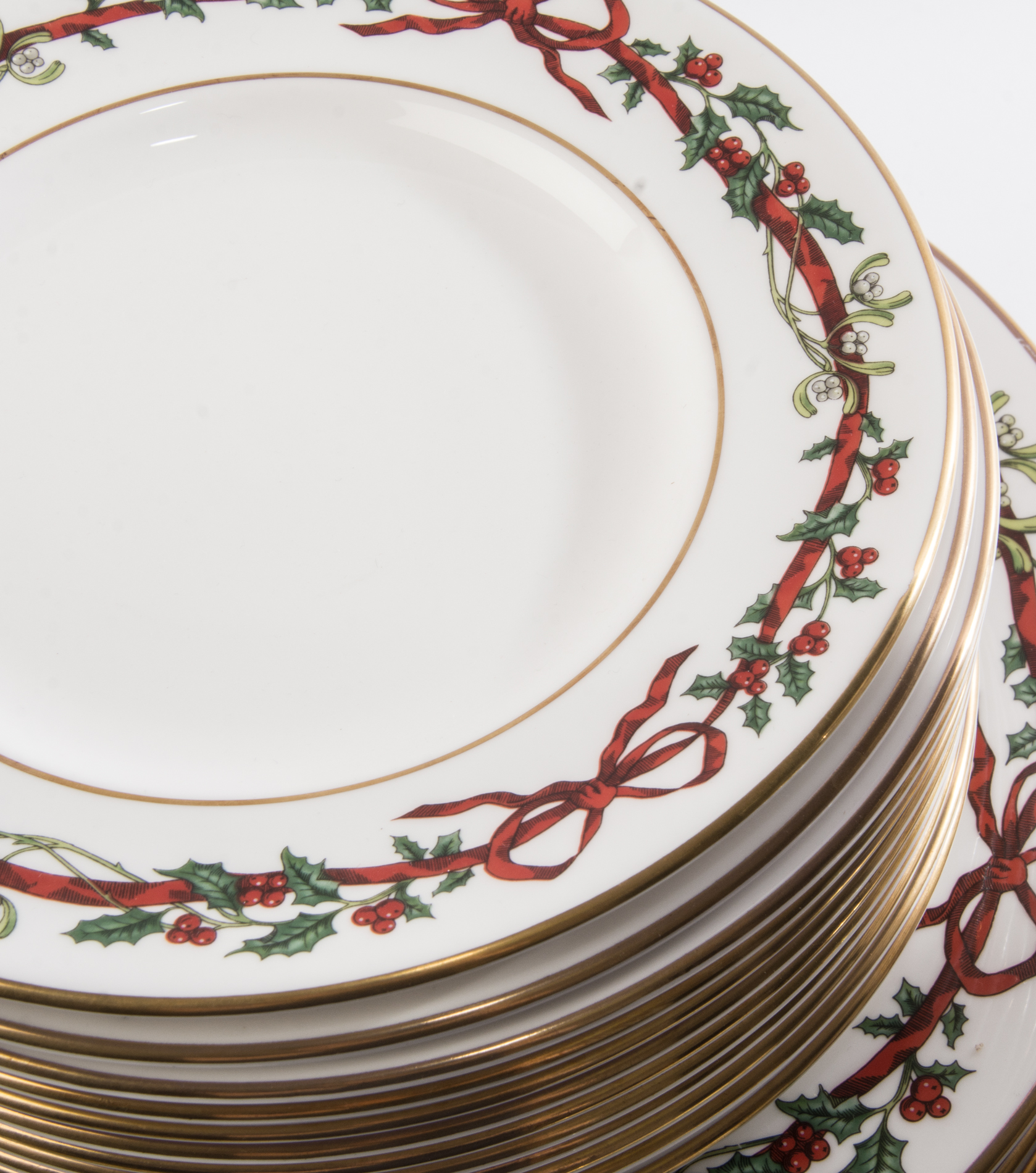 Royal Worcester "Holly Ribbons" Fine Bone China Six Piece Place Setting for Twelve