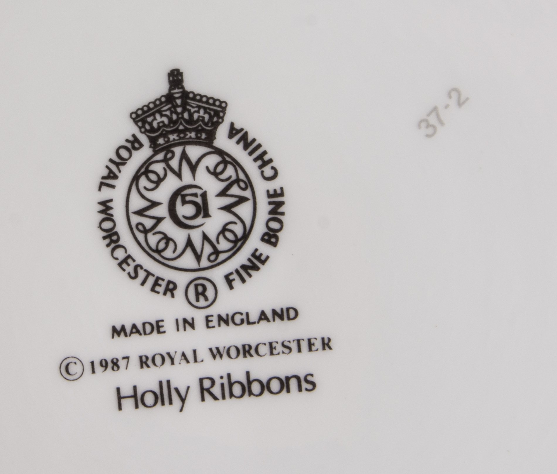 Royal Worcester "Holly Ribbons" Fine Bone China Six Piece Place Setting for Twelve