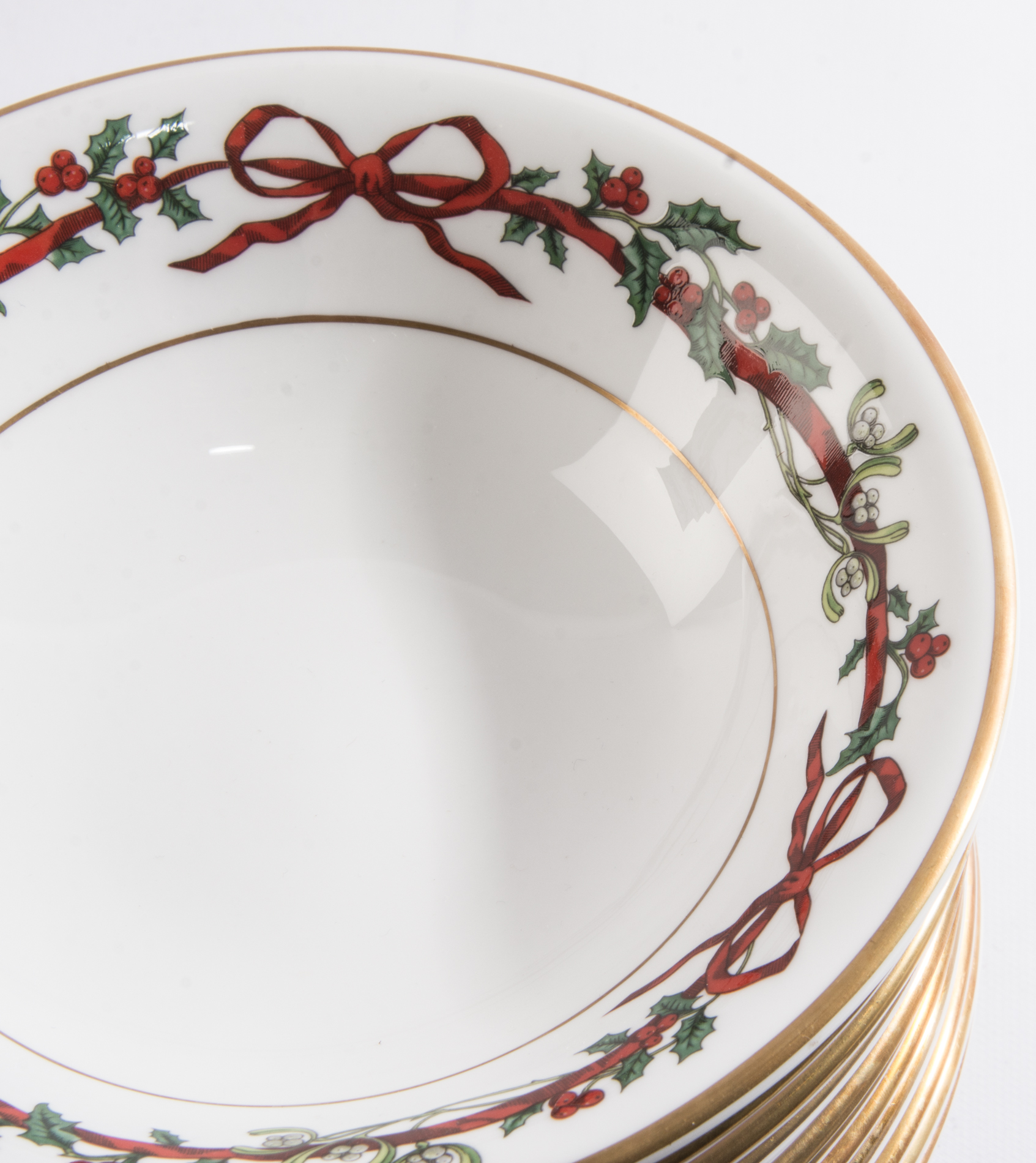 Royal Worcester "Holly Ribbons" Fine Bone China Six Piece Place Setting for Twelve