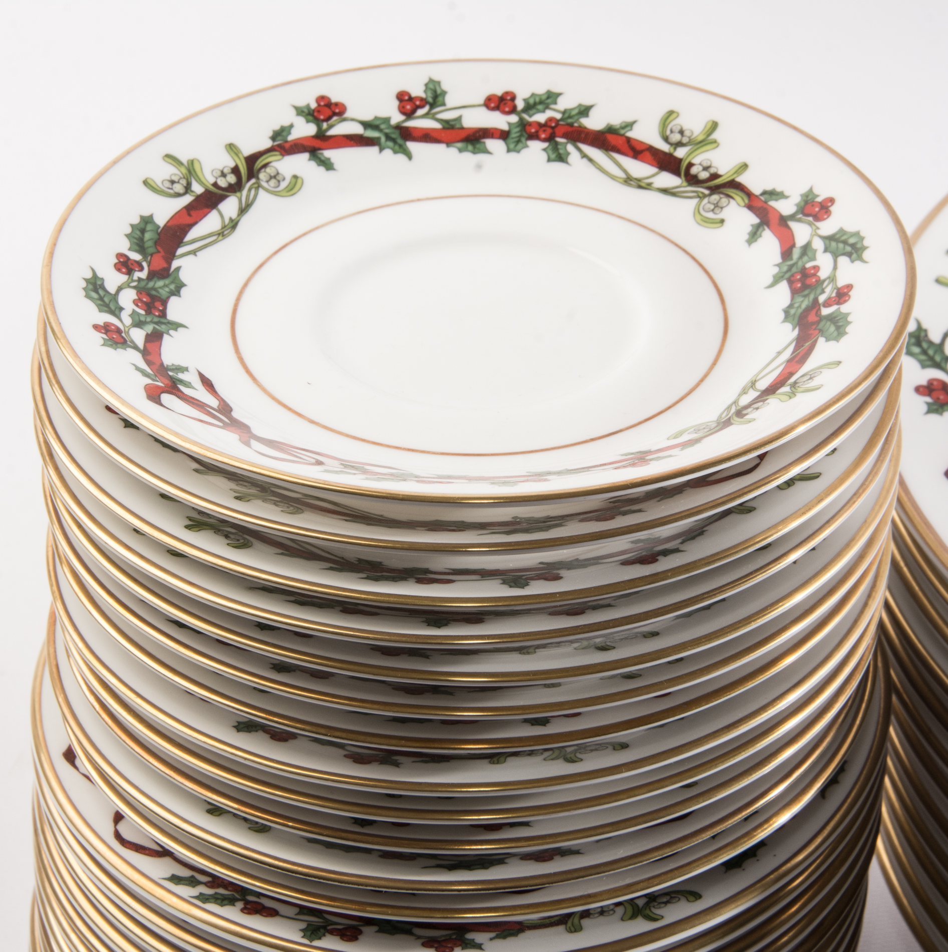 Royal Worcester "Holly Ribbons" Fine Bone China Six Piece Place Setting for Twelve