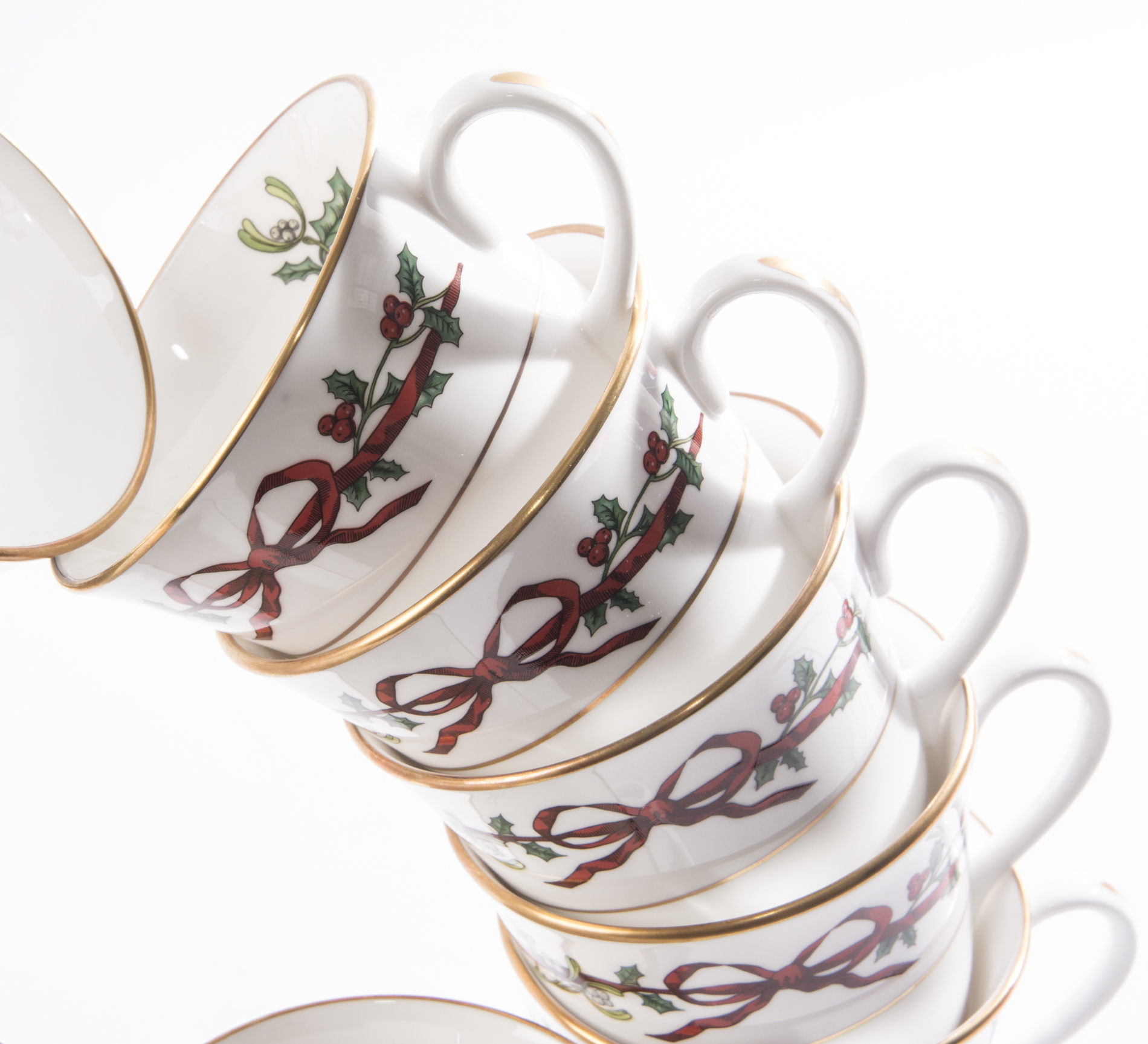 Royal Worcester "Holly Ribbons" Fine Bone China Six Piece Place Setting for Twelve