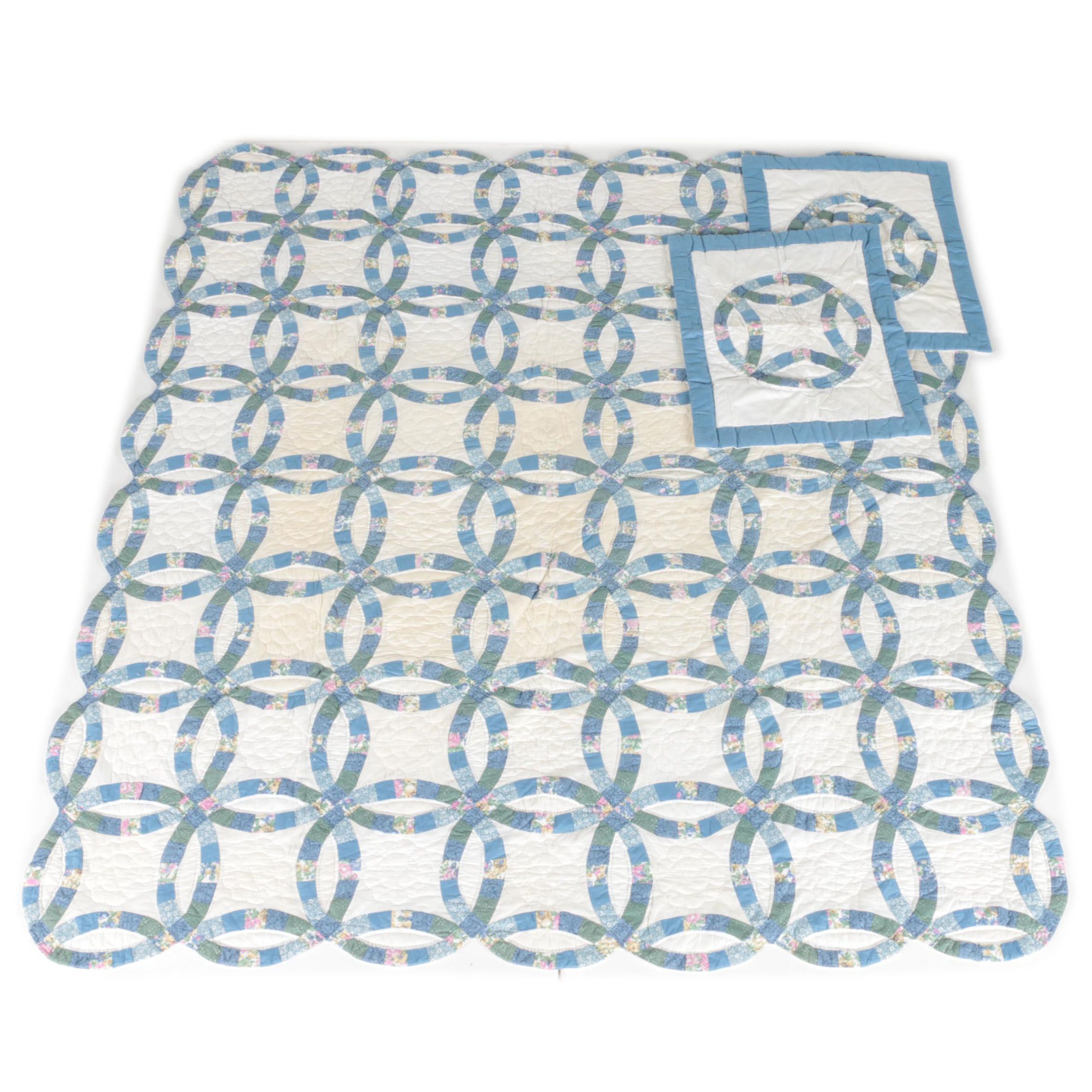 Blue and White Quilt and Pillow Shams