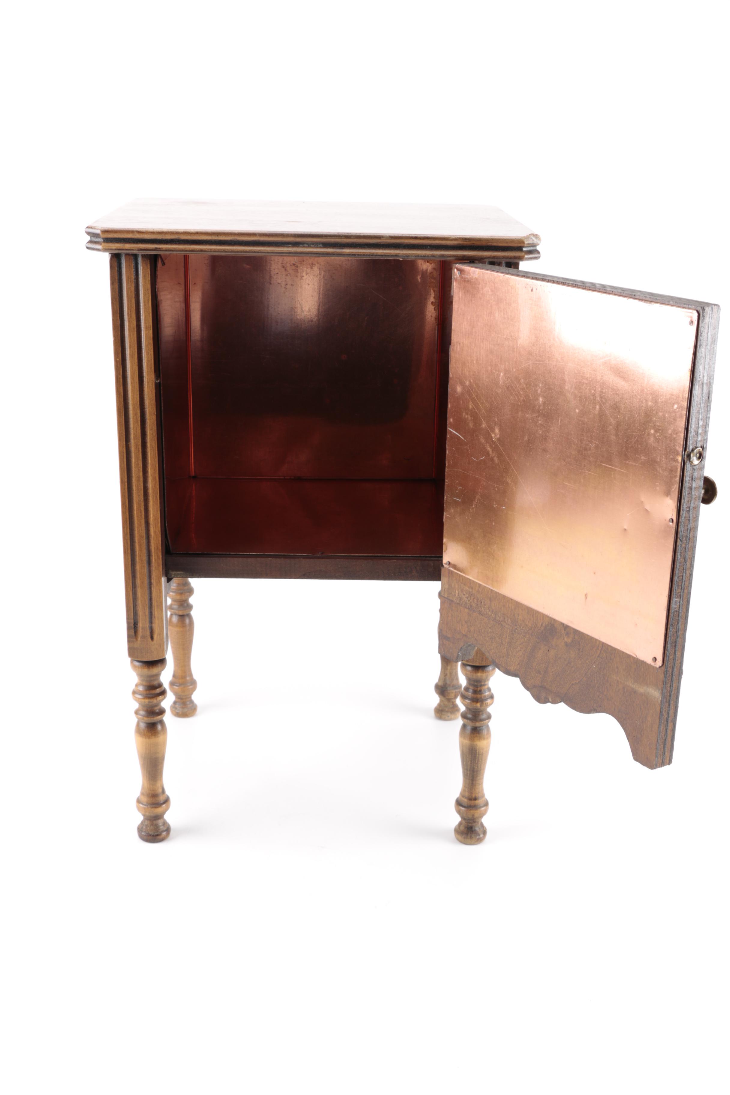 Vintage Copper-Lined Humidor Stand