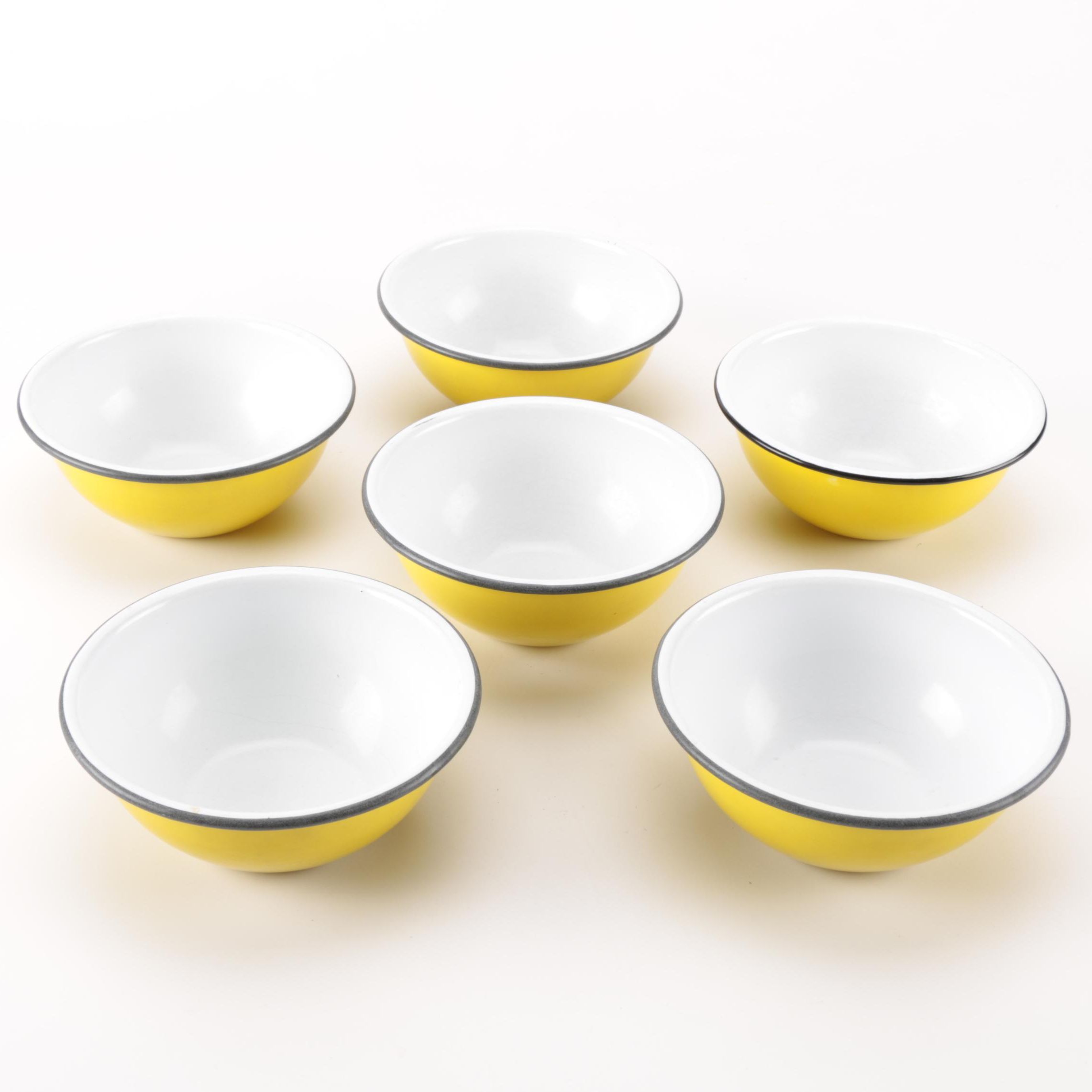 Six Vintage Enameled Bowls