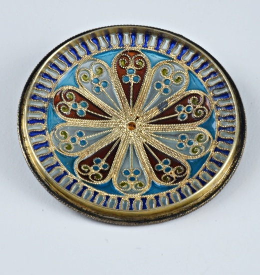 Russian 800 Silver "Plique-a-Jour" Filigree and Enamel Box