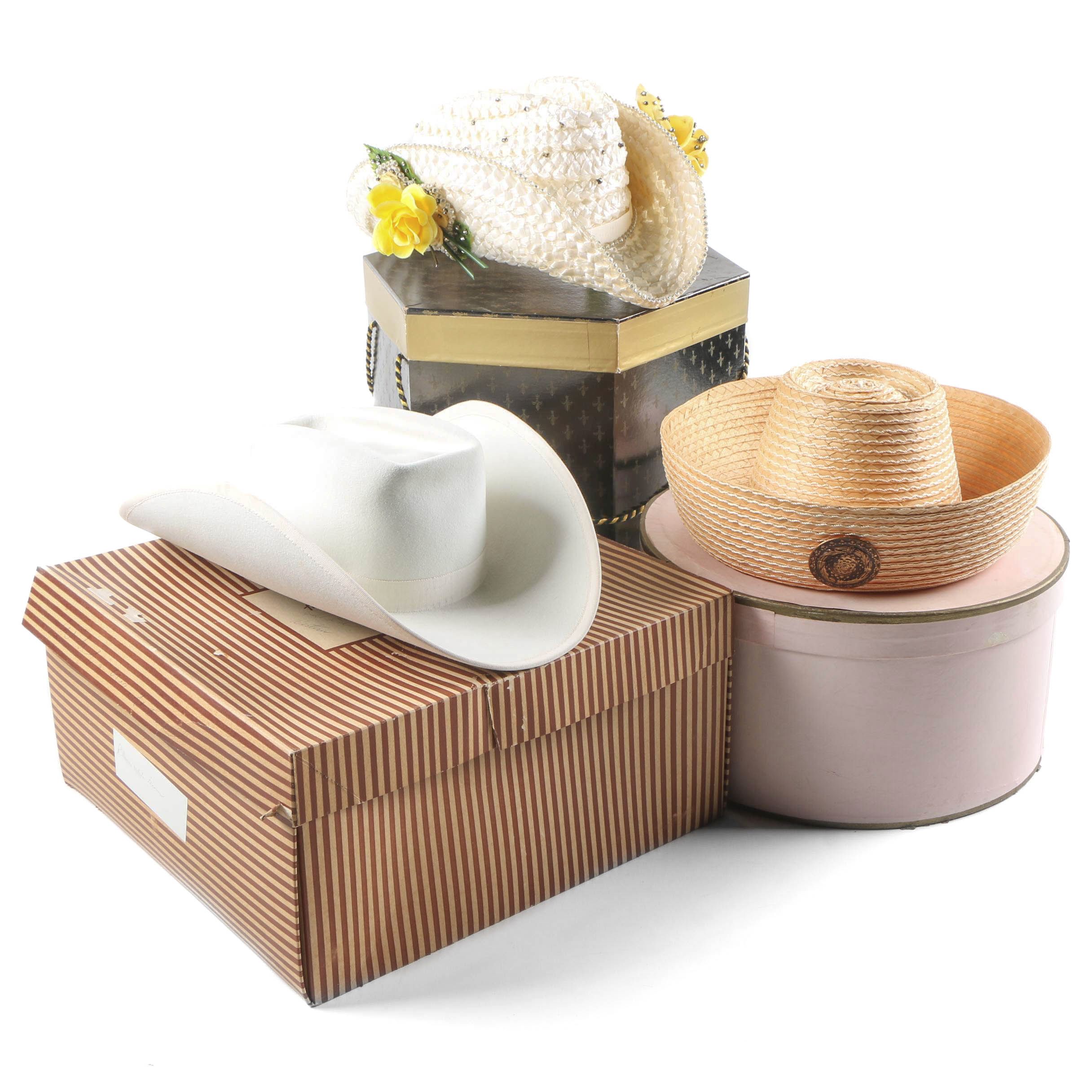 Western Hats Including a Beaver Felt Cowboy Hat