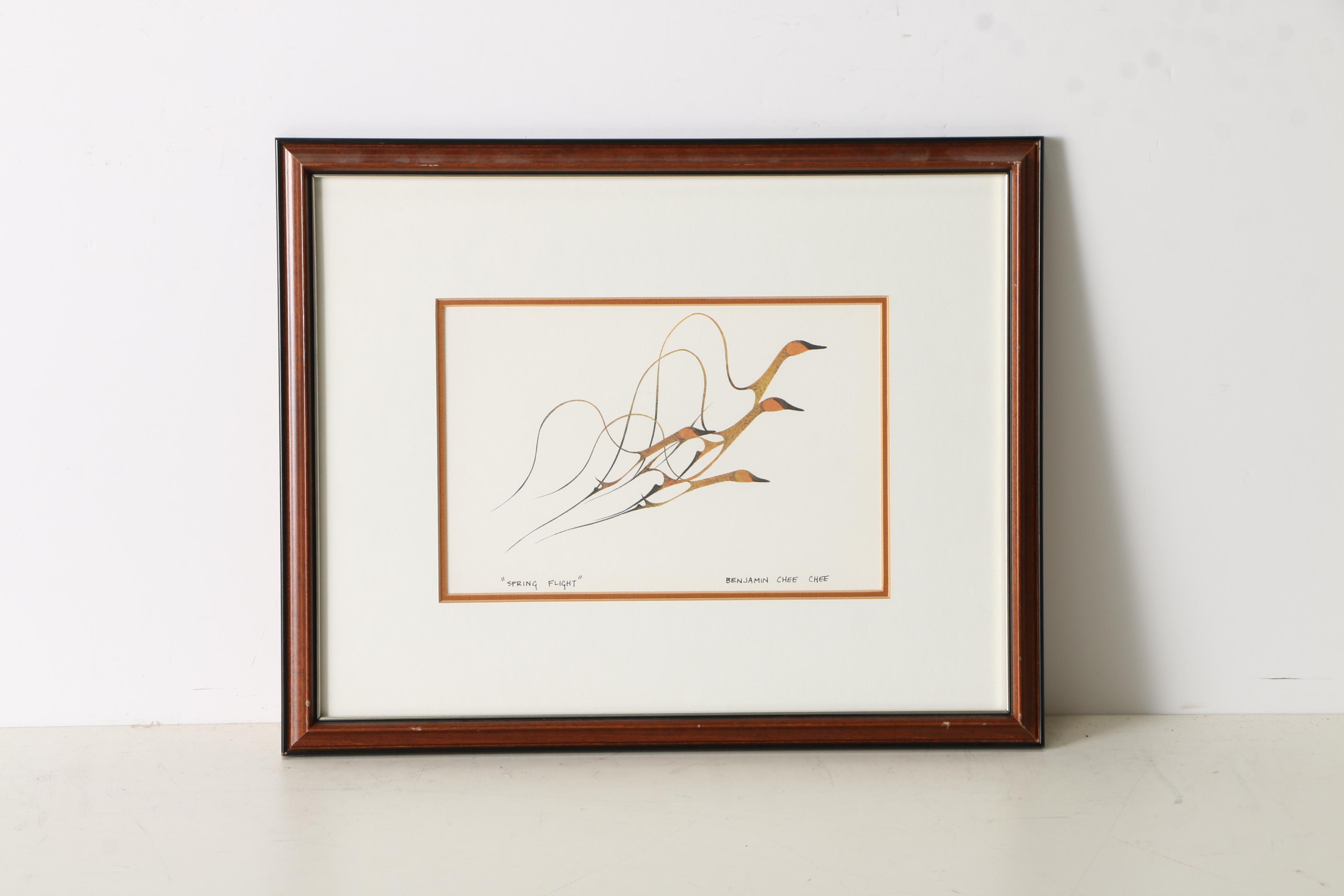 Two Offset Lithographs After Benjamin Chee Chee "Autumn Flight" and "Spring Flight"