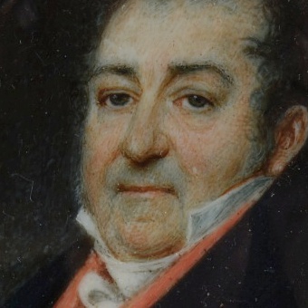 Early 19th-Century Oil Painting on Paper Portrait of a Man