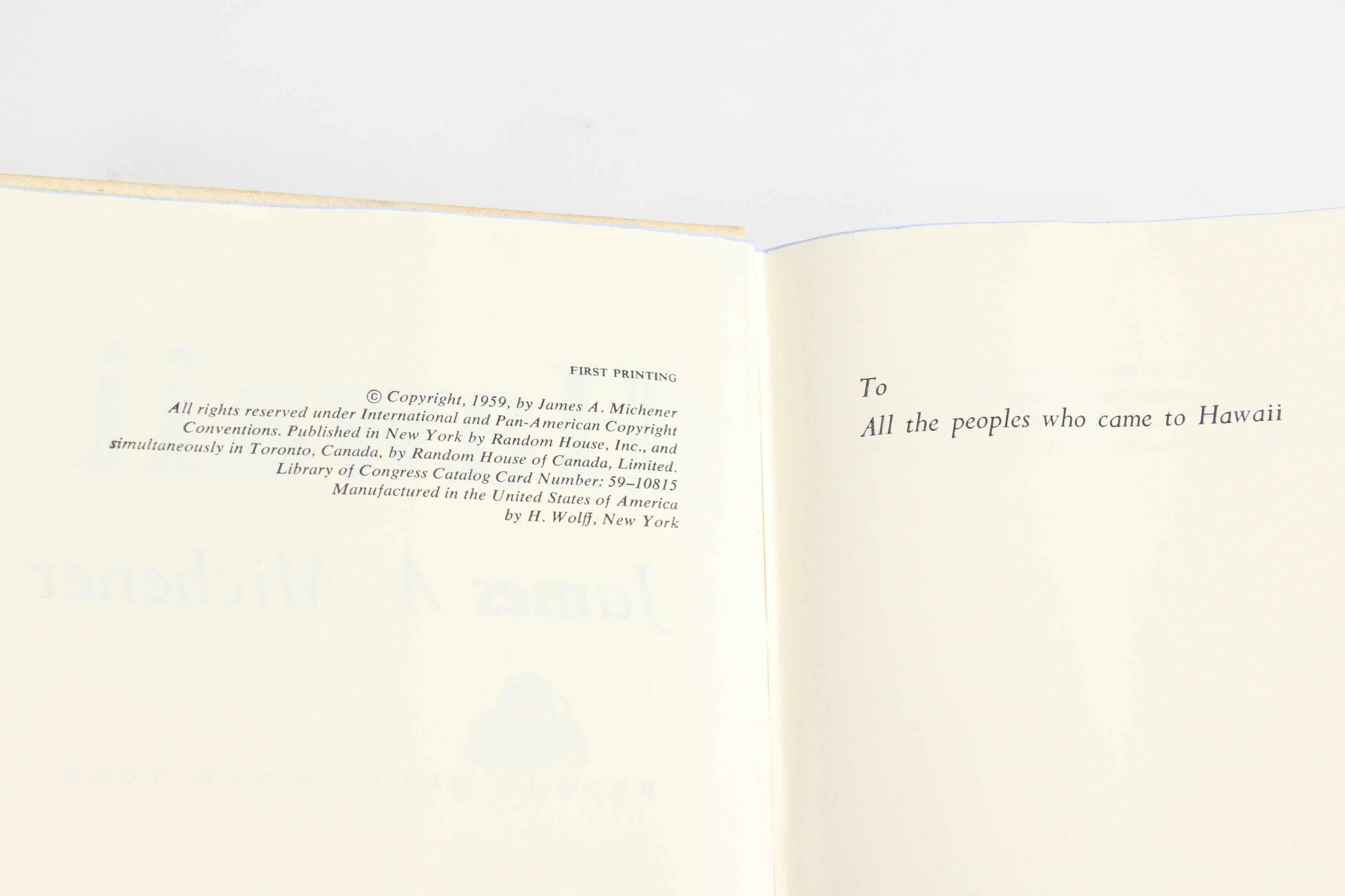 1959 First Edition "Hawaii" by James Michener