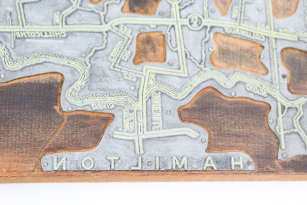 Metal Pickaway County Map Print Block