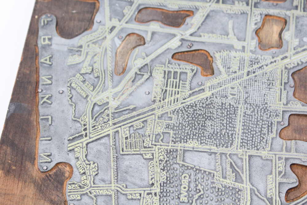 Metal Pickaway County Map Print Block