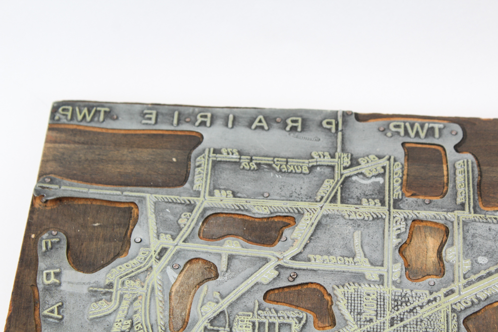 Metal Pickaway County Map Print Block
