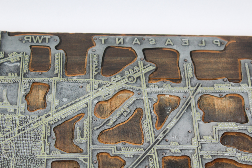 Metal Pickaway County Map Print Block