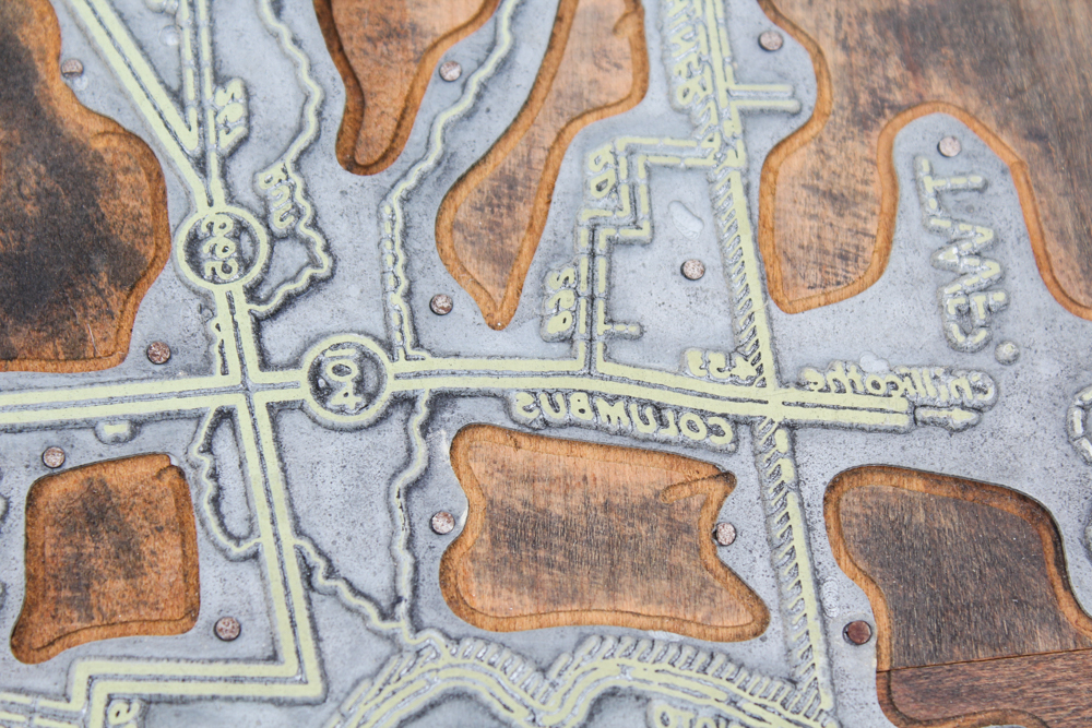 Metal Pickaway County Map Print Block