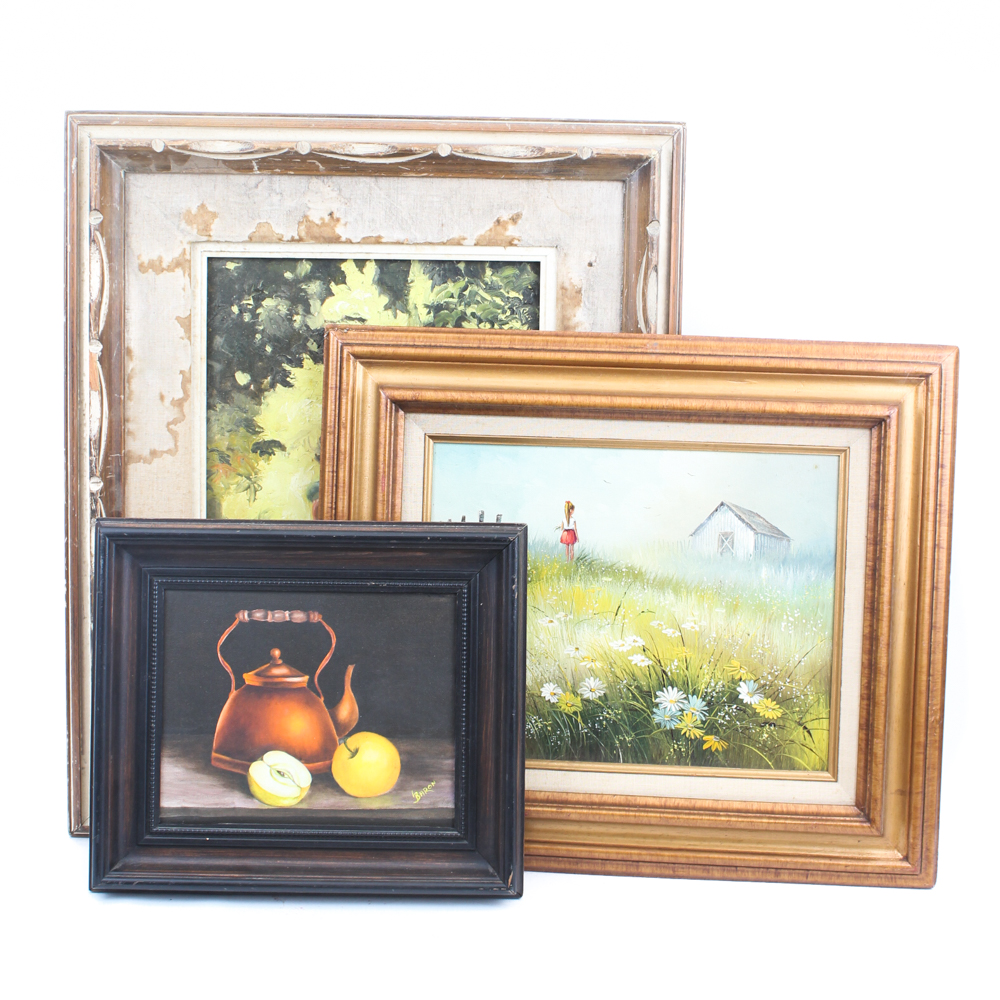 Three Oil Paintings on Canvas