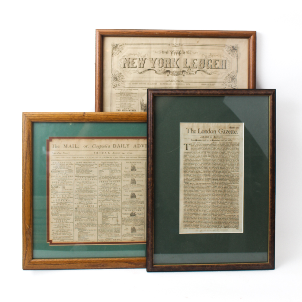 Three Antique Newspapers