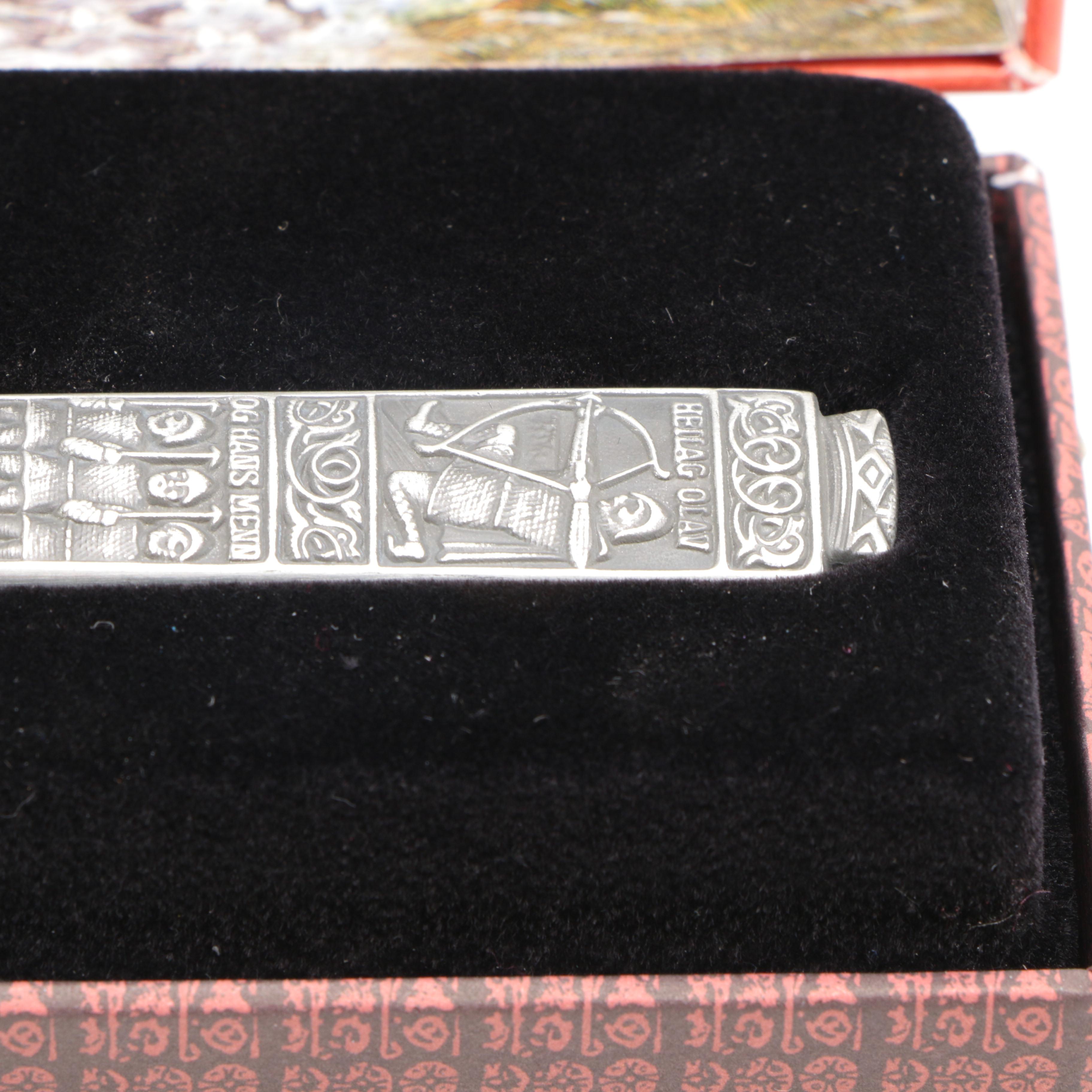 Norwegian Hardanger "Kongetinn" Pewter Cheese Knife