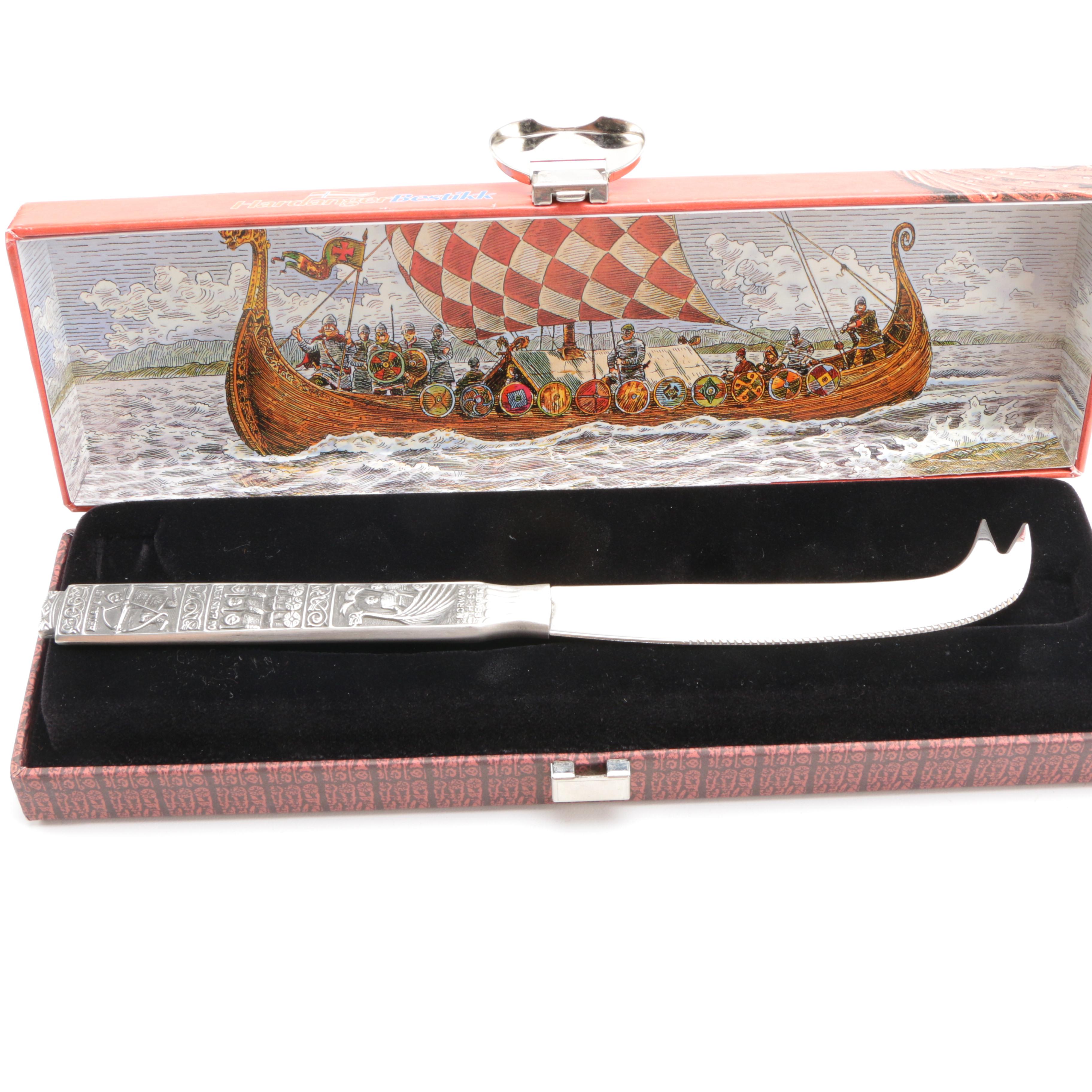 Norwegian Hardanger "Kongetinn" Pewter Cheese Knife