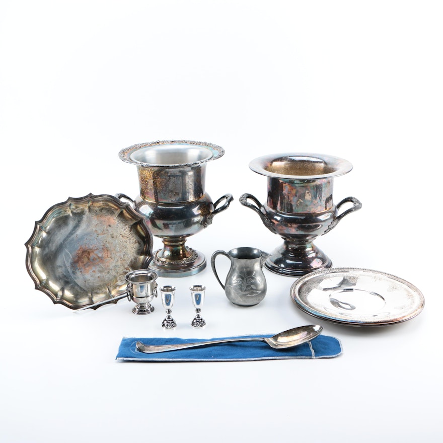 International "La Paglia Designed" Sterling Cordial Cups and Assorted Silver Plate