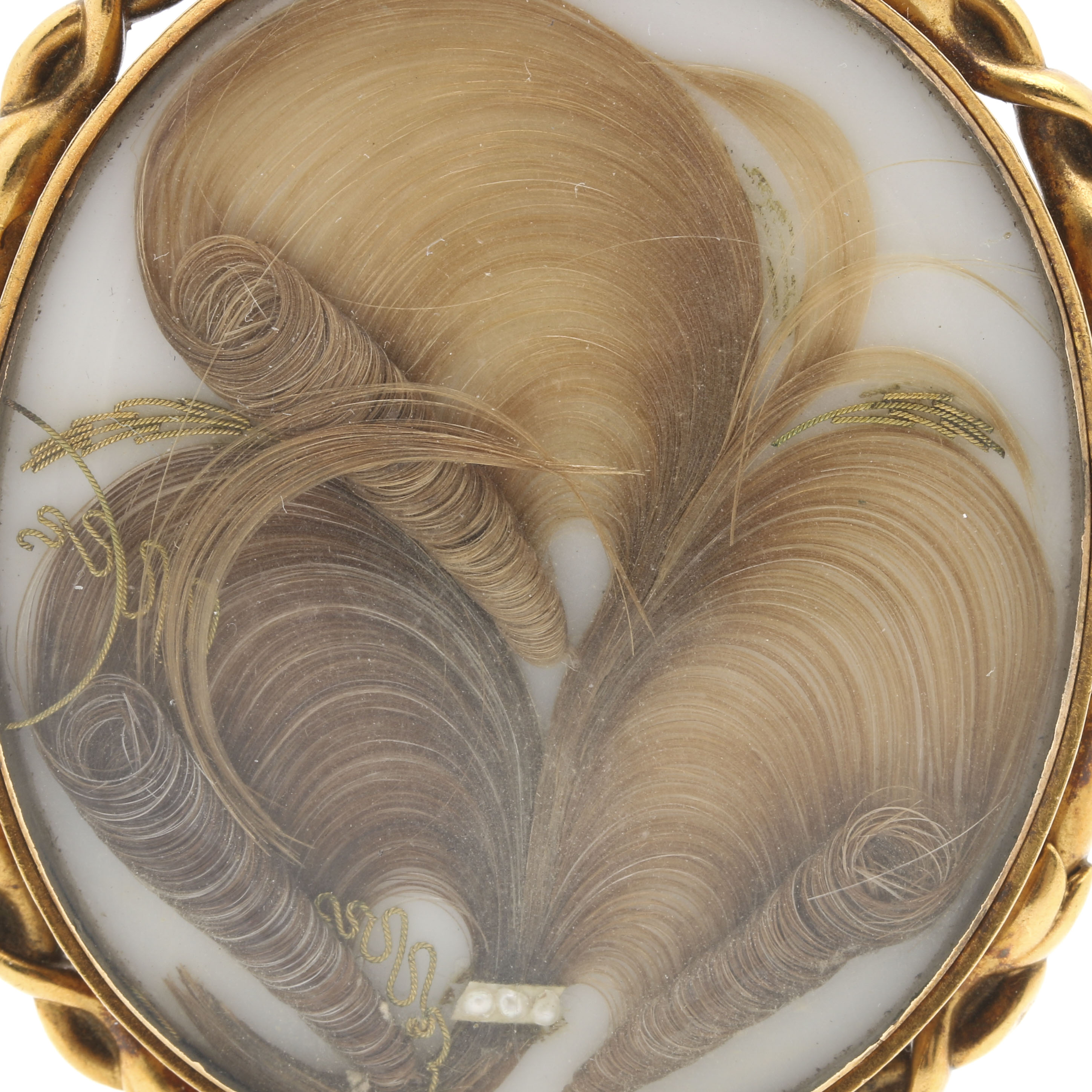 Victorian 14K Yellow Gold Mourning Hair Brooch Pendant