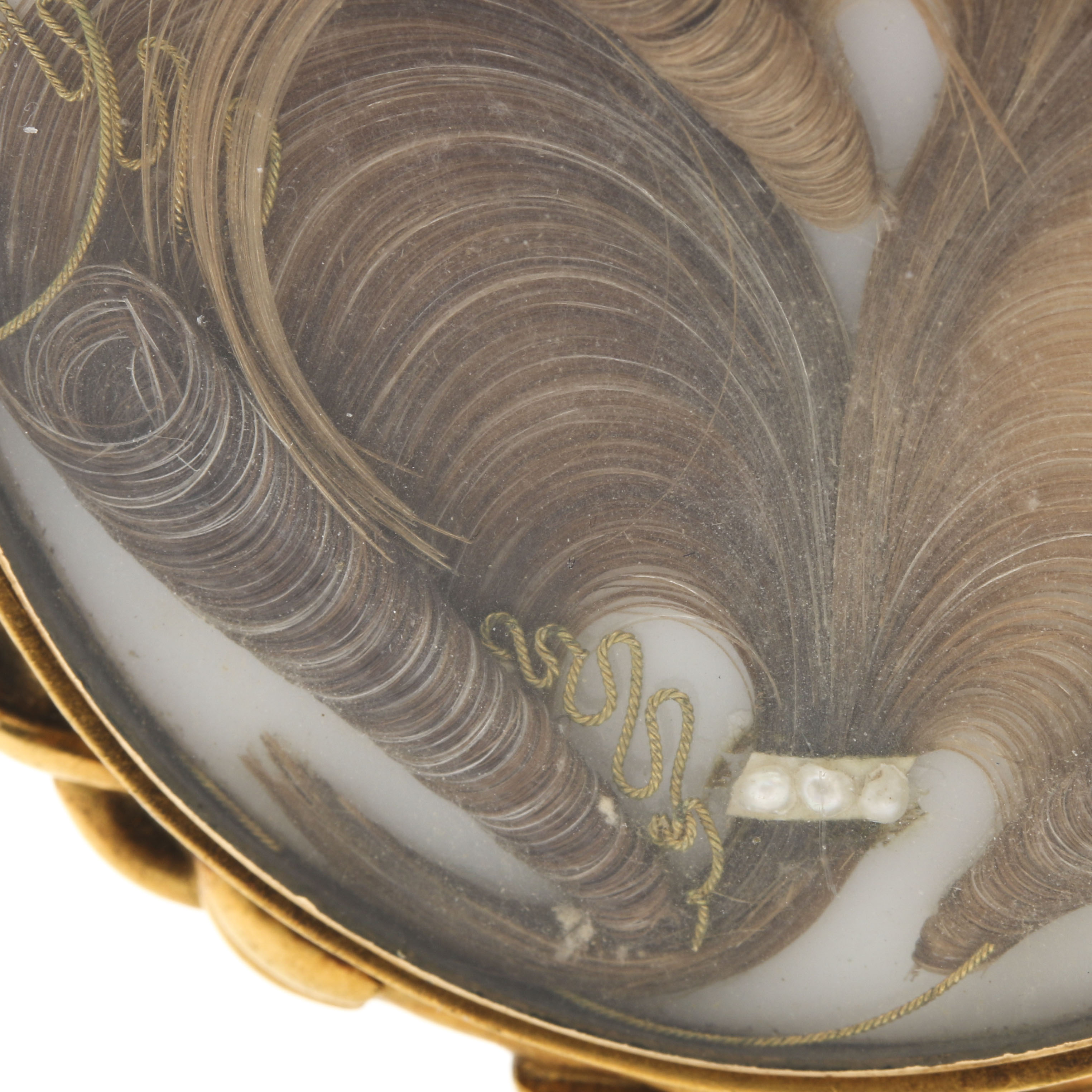 Victorian 14K Yellow Gold Mourning Hair Brooch Pendant