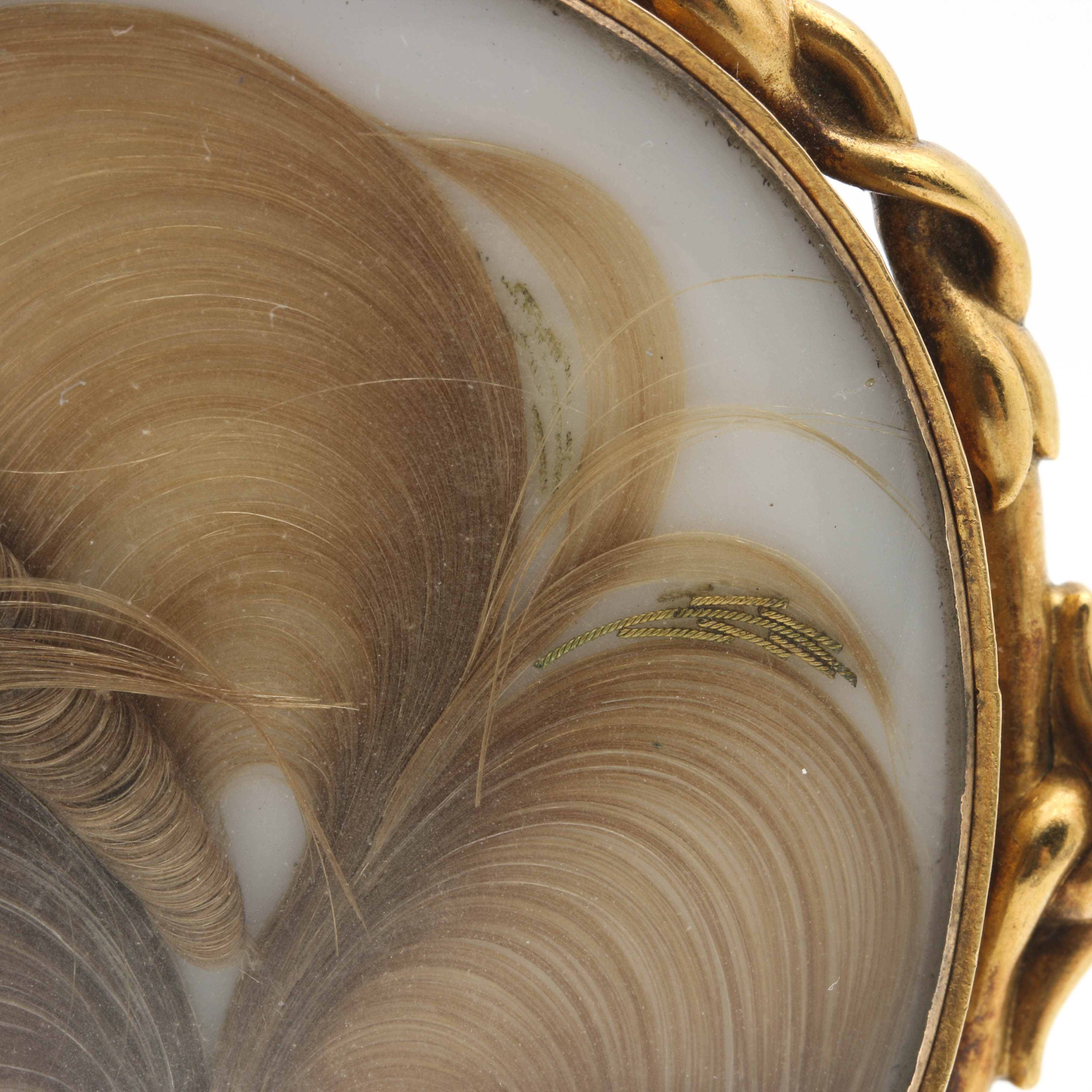 Victorian 14K Yellow Gold Mourning Hair Brooch Pendant