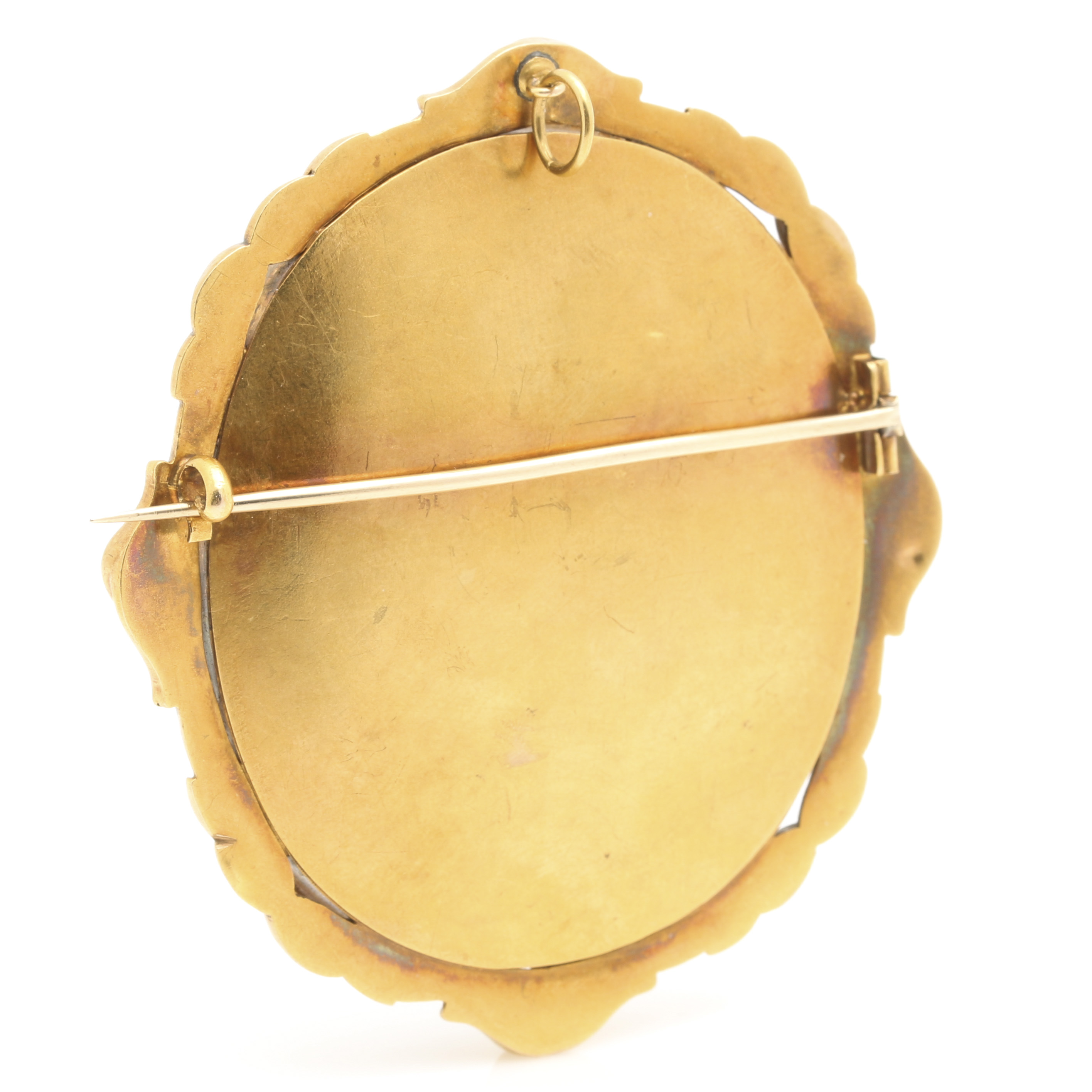 Victorian 14K Yellow Gold Mourning Hair Brooch Pendant