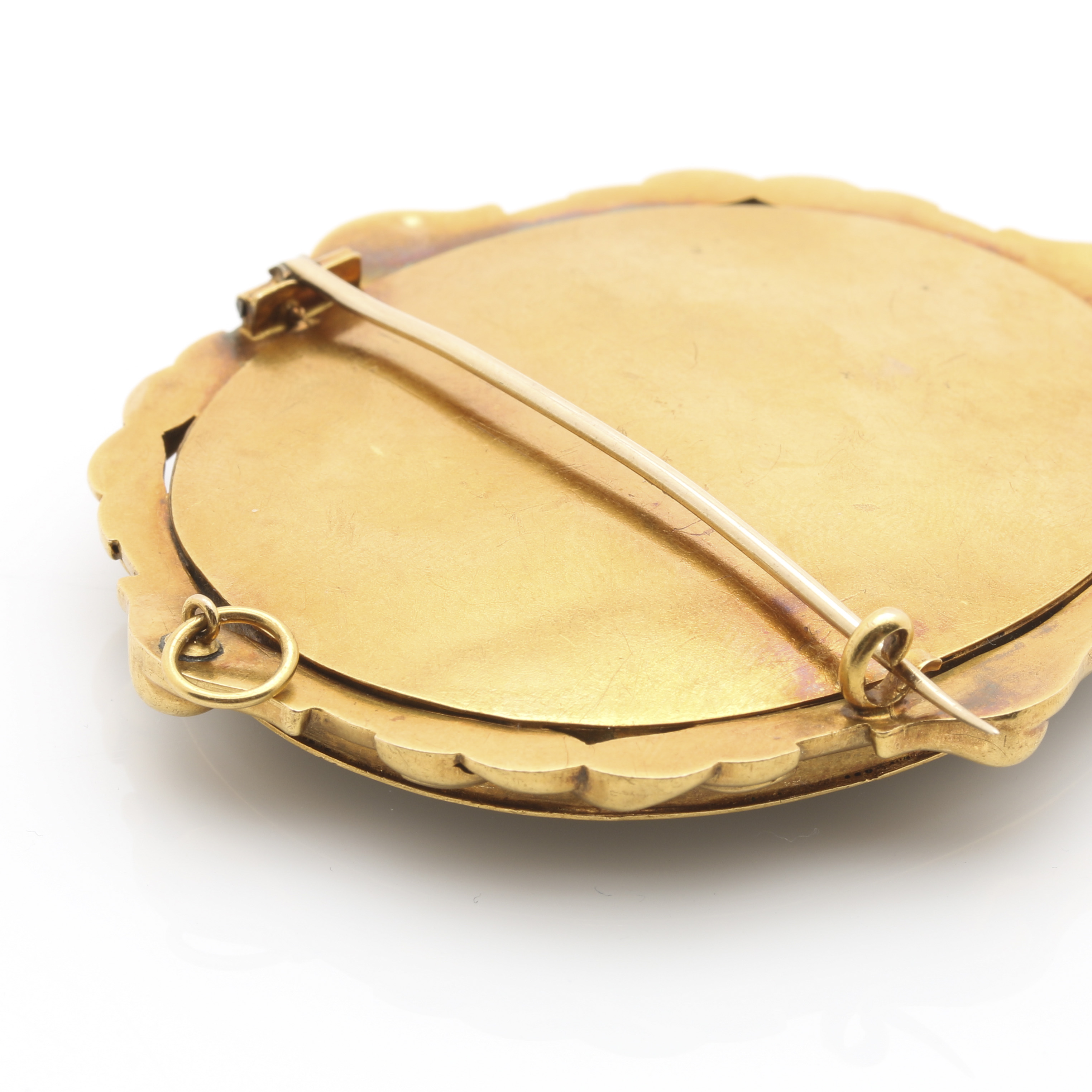 Victorian 14K Yellow Gold Mourning Hair Brooch Pendant